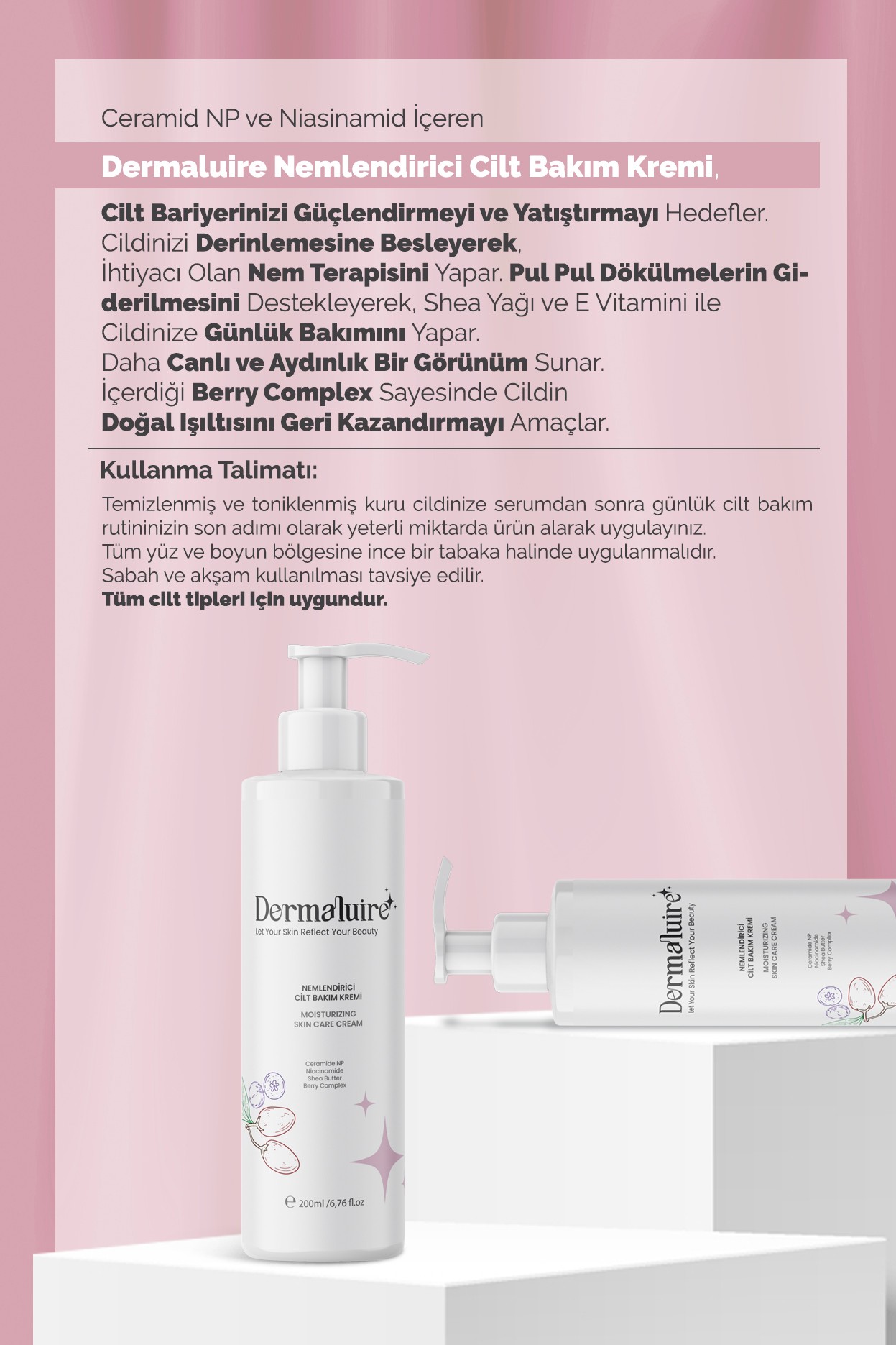 Dermaluire Nemlendı̇rı̇cı̇ Cı̇lt Bakım Kremı̇ (Ceramide NP, Niacinamide, Shea Butter, Berry Complex)