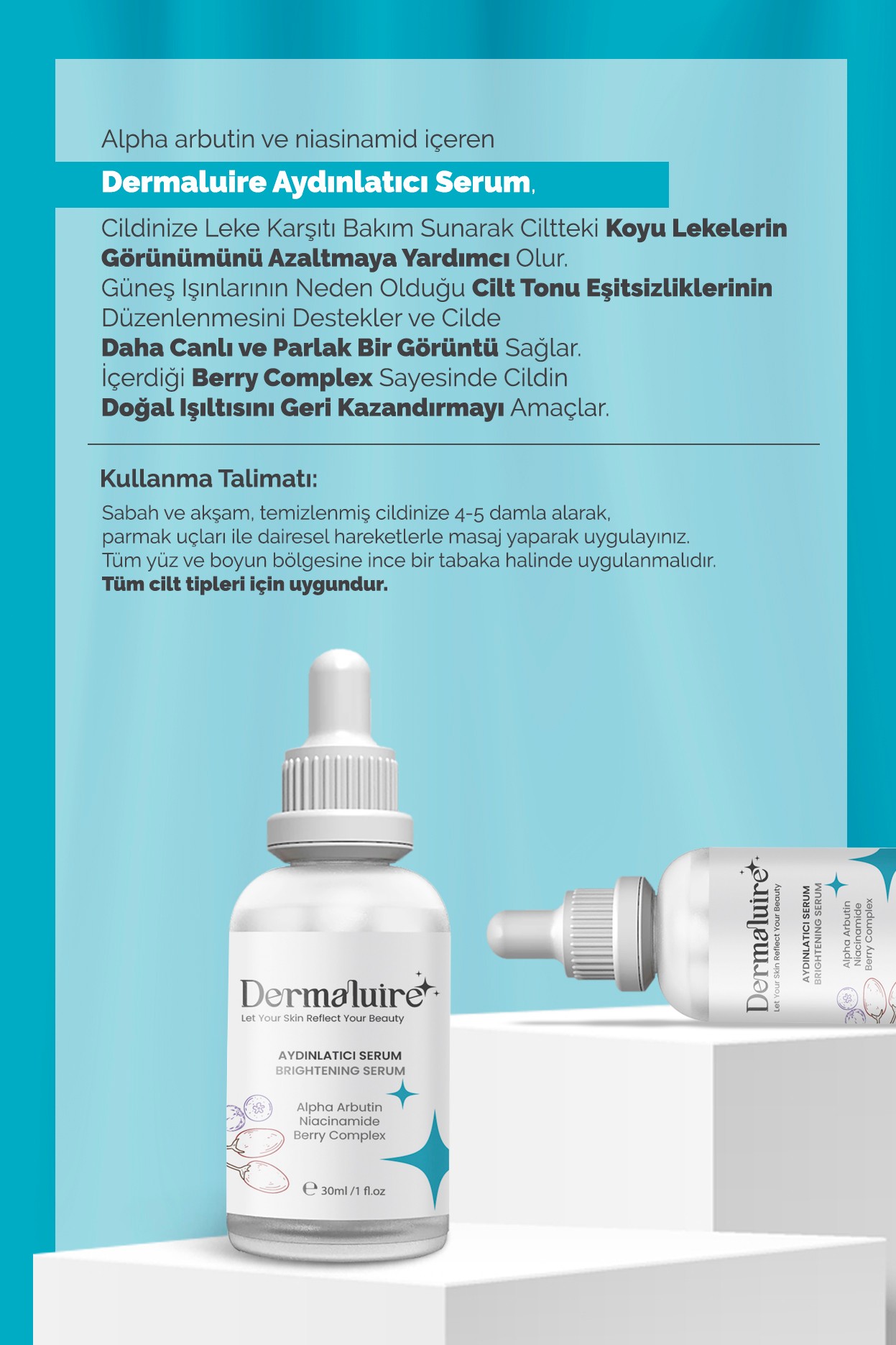 Dermaluire, Cilt Tonu Eşitleyici Aydınlatıcı Serum  ( Alpha Arbutin & Niacinamide & BerryComplex)