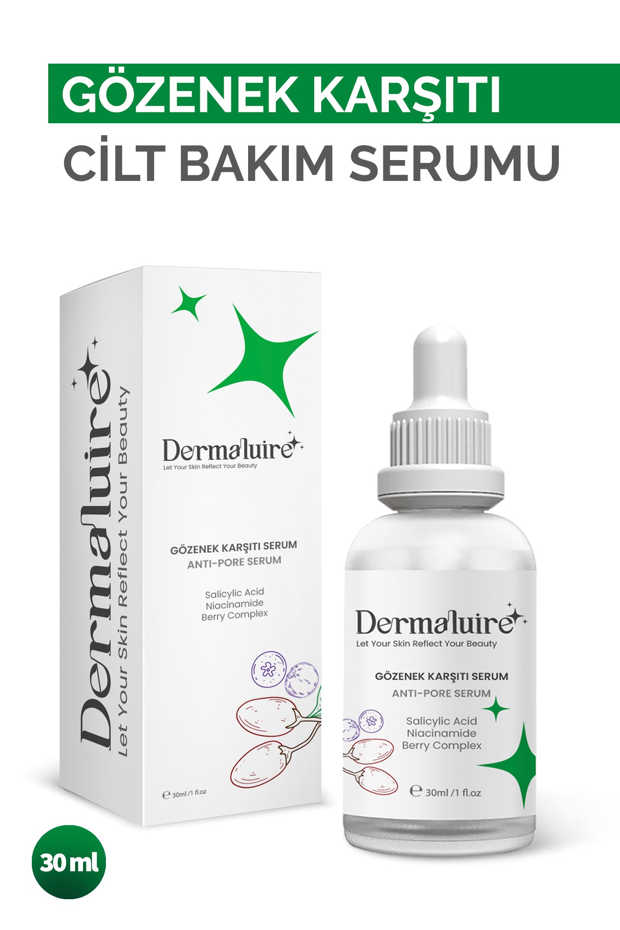 Dermaluire, Gözenek Karşıtı Serum (Salicylic Acid, Niacinamide, Berry Complex )