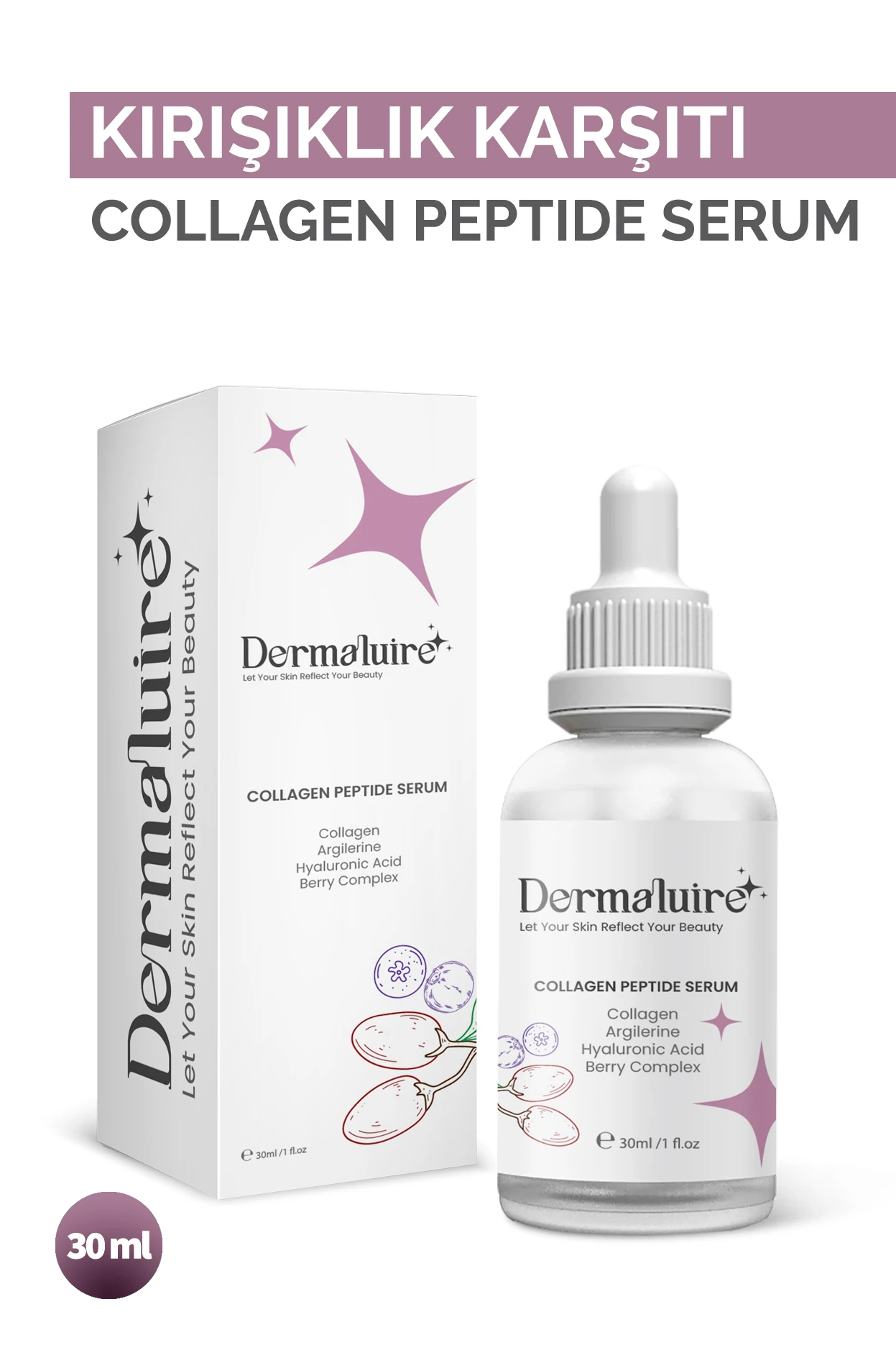 Dermaluire, Yaşlanma Karşıtı Collagen Peptide Serum ( Collagen, Argilerine, Hyaluronic Acid, Berry Complex )