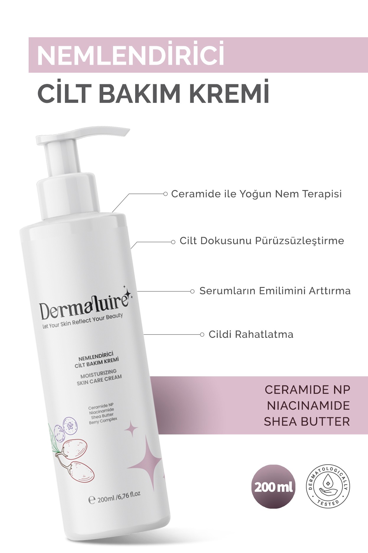 Dermaluire Nemlendı̇rı̇cı̇ Cı̇lt Bakım Kremı̇ (Ceramide NP, Niacinamide, Shea Butter, Berry Complex)