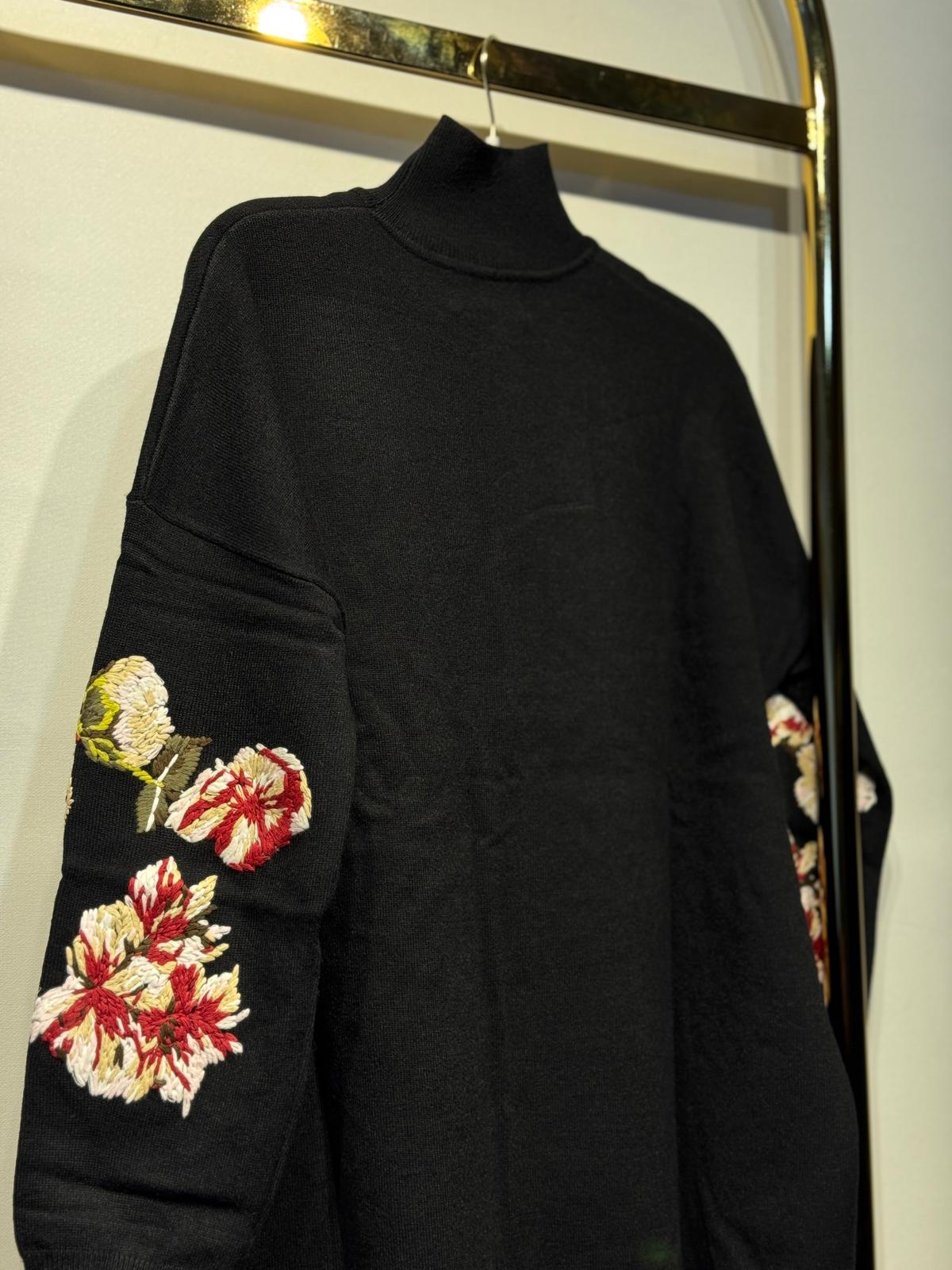 GHİSA Çiçek Nakış İşlemeli Balıkçı Yaka Merserize Tunik