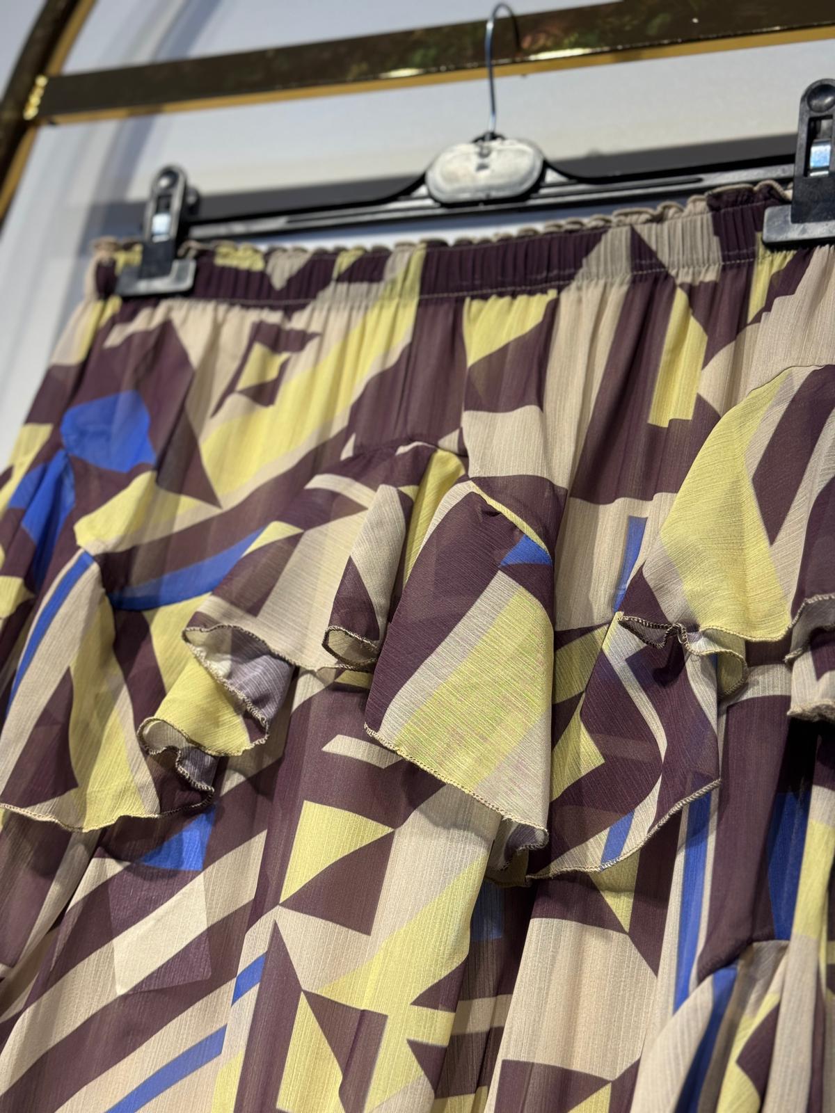 MİSSEMRAMİSS Amarose Volanlı Şifon Desenli Etek