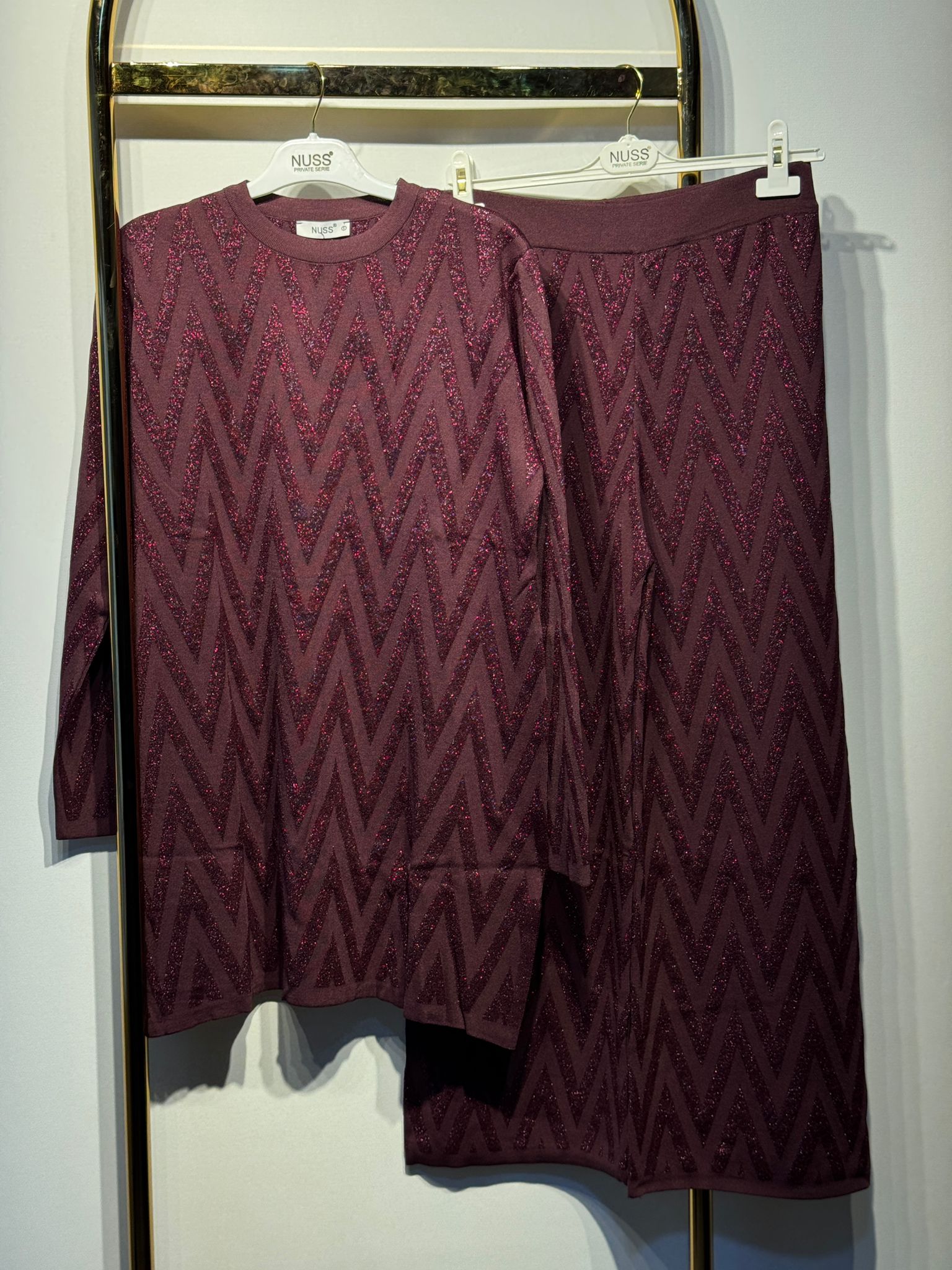 NUSS Parla İplik Detaylı Tunik Pantolon Takım