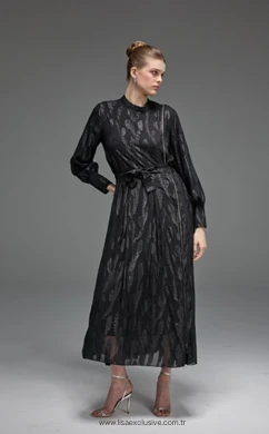 LİSA EXCLUSİVE Fermuar Detaylı Kendinden Bağlamalı Elbise