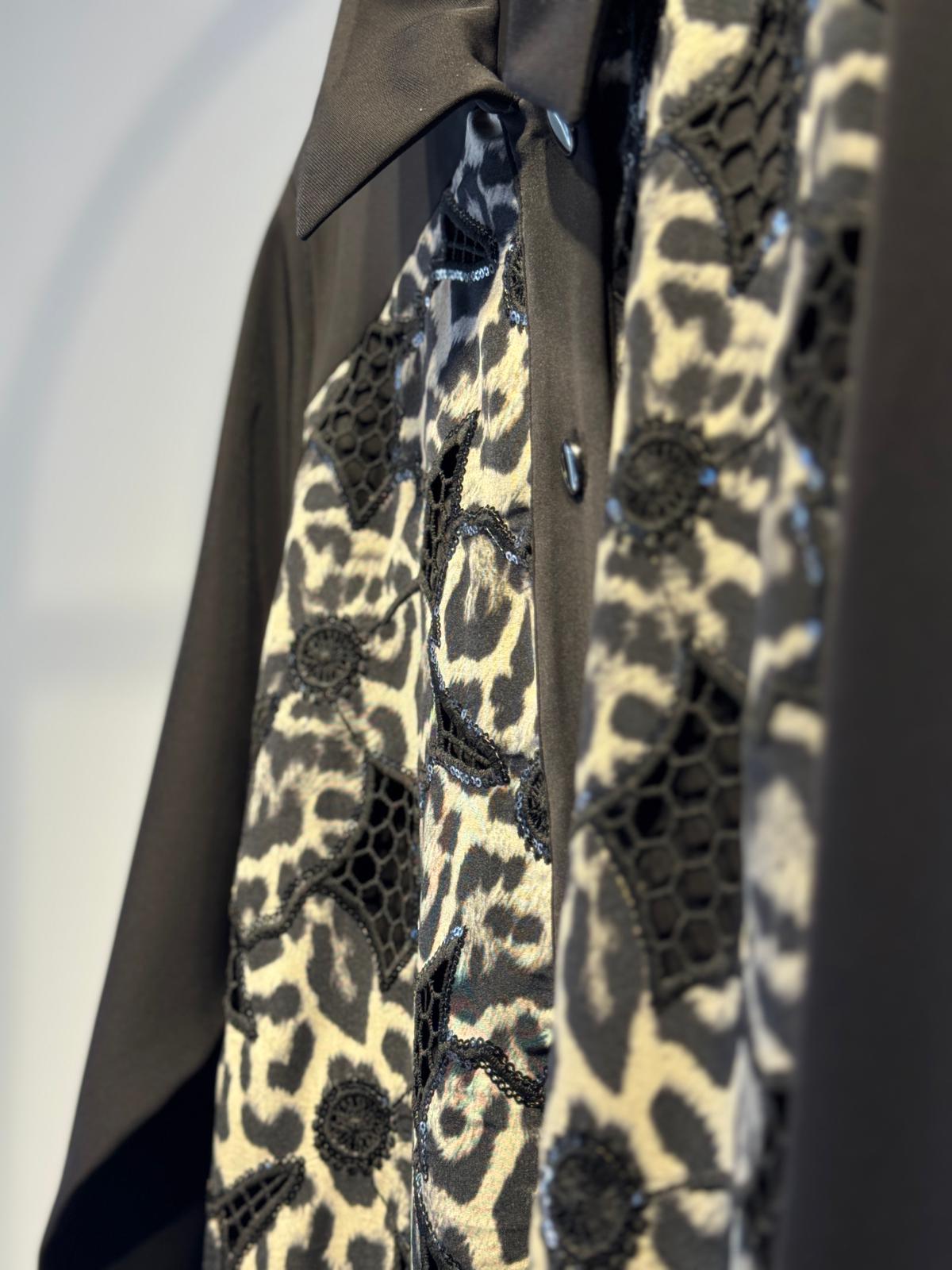 FUAT GÜRSEN Leopar Desenli Nakış İşlemeli Gömlek Tip Tunik