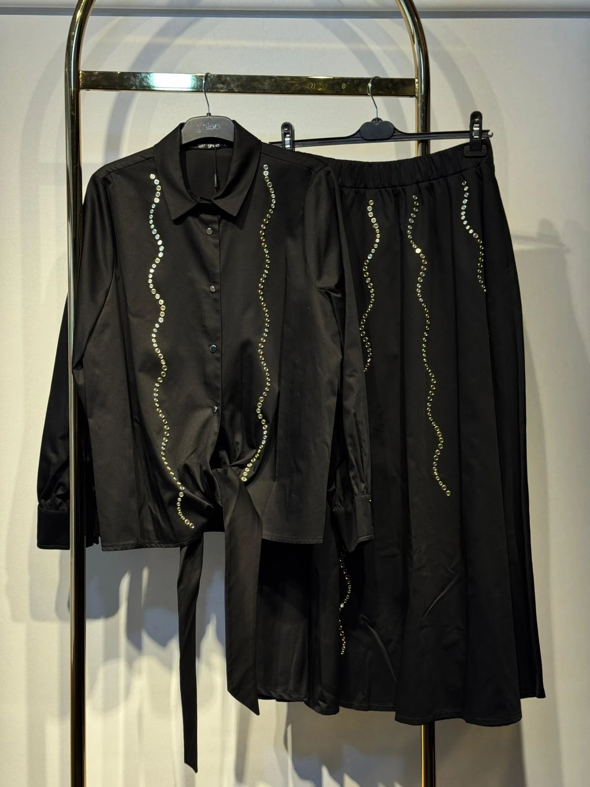 GHİSA Zımba Ayna İşlemeli Gömlek Etek Takım