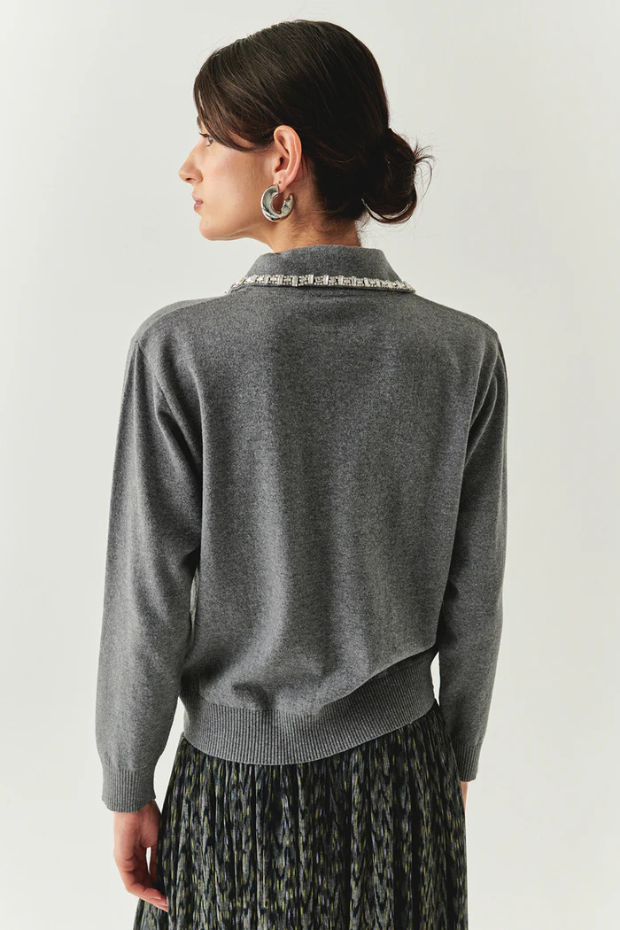 EXQUİSE Taş Detaylı Merserize Maleaht Triko Bluz