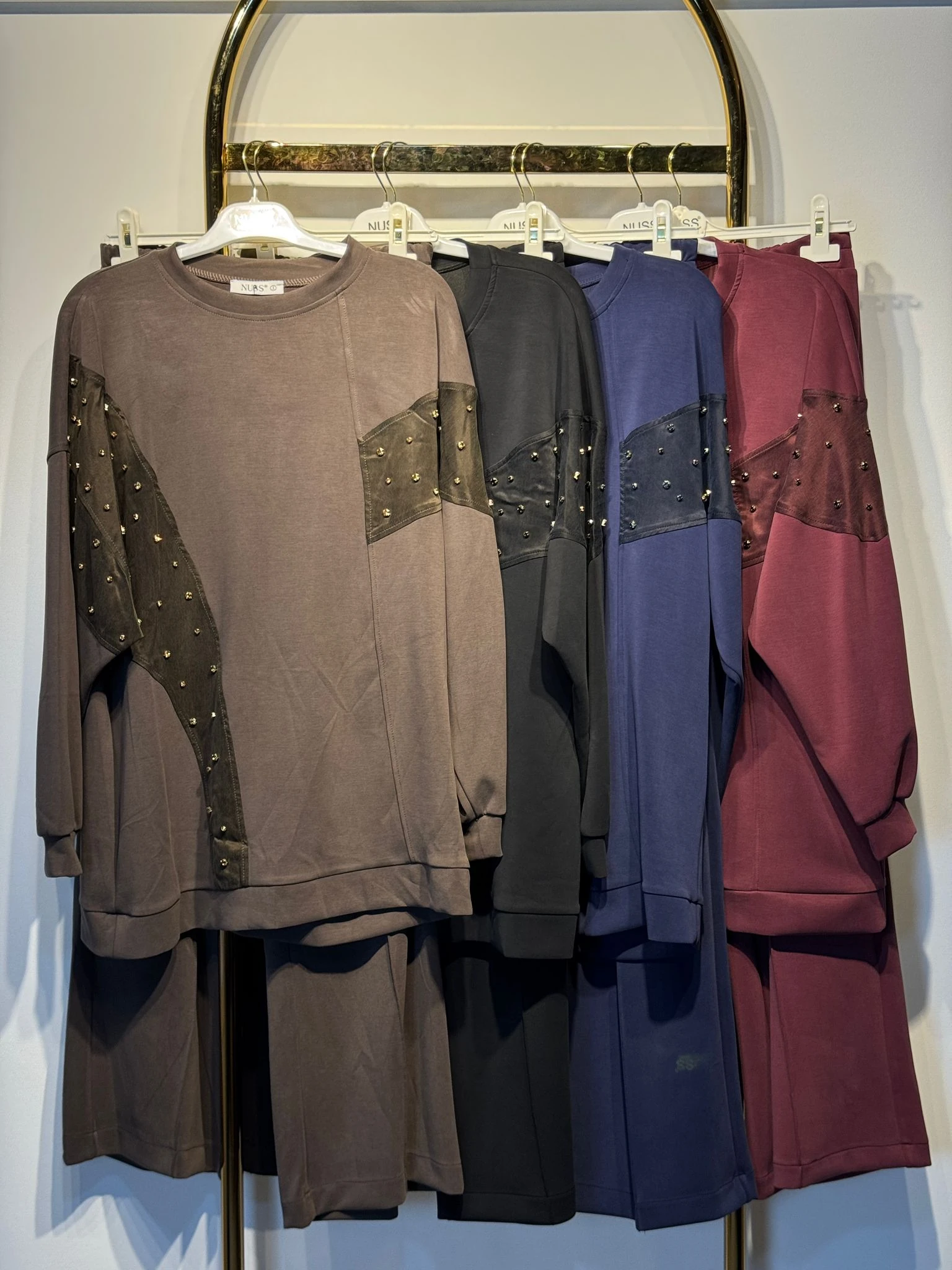 NUSS Taş İşlemeli Oysho Kumaş Tunik Pantolon Takım