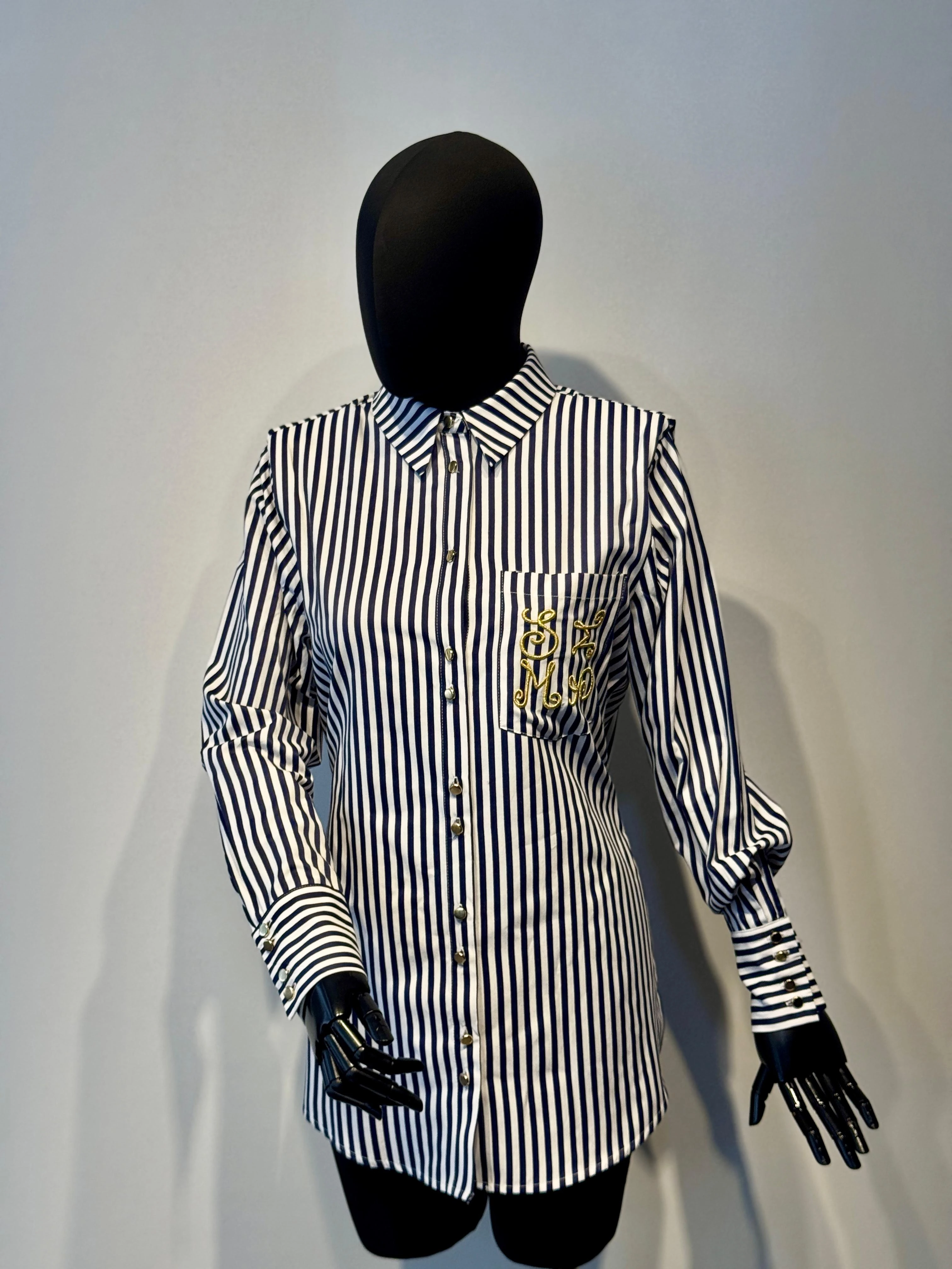 MİSSEMRAMİSS Gold Nakış İşlemeli Çizgili Gömlek