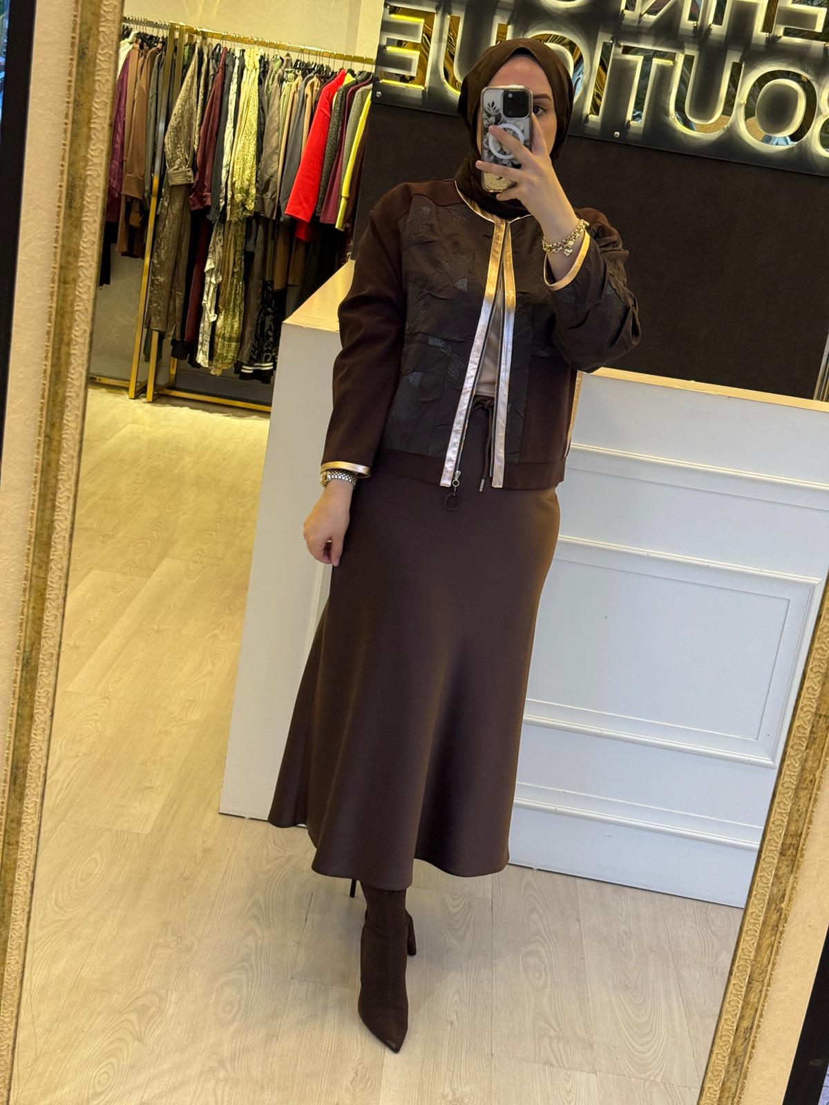 CEREMONY Santana Deri Garnili Kısa Ceket