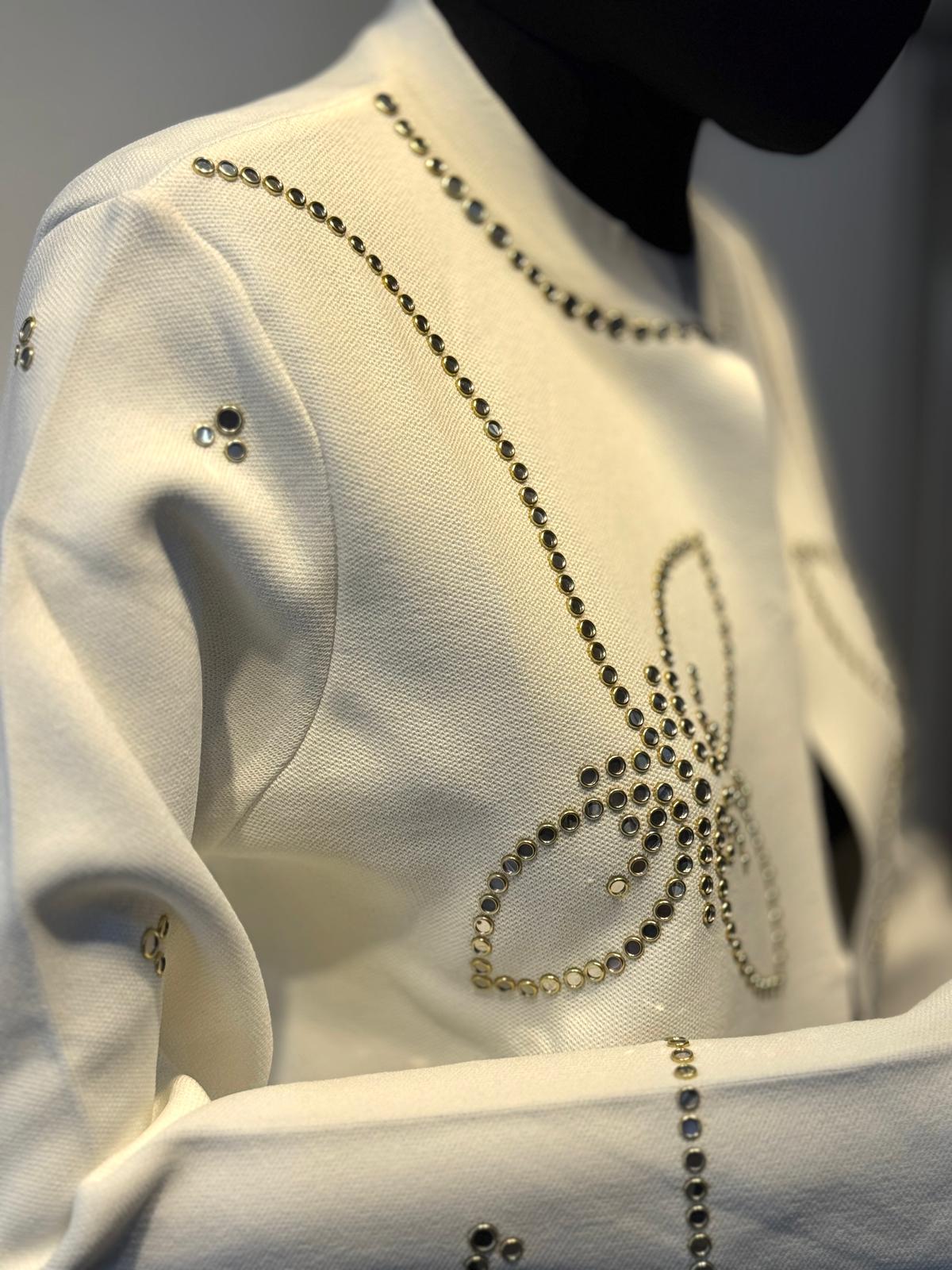 GHİSA Gold Çerçeveli Ayna İşleme Detaylı Merserize Hırka Etek Takım