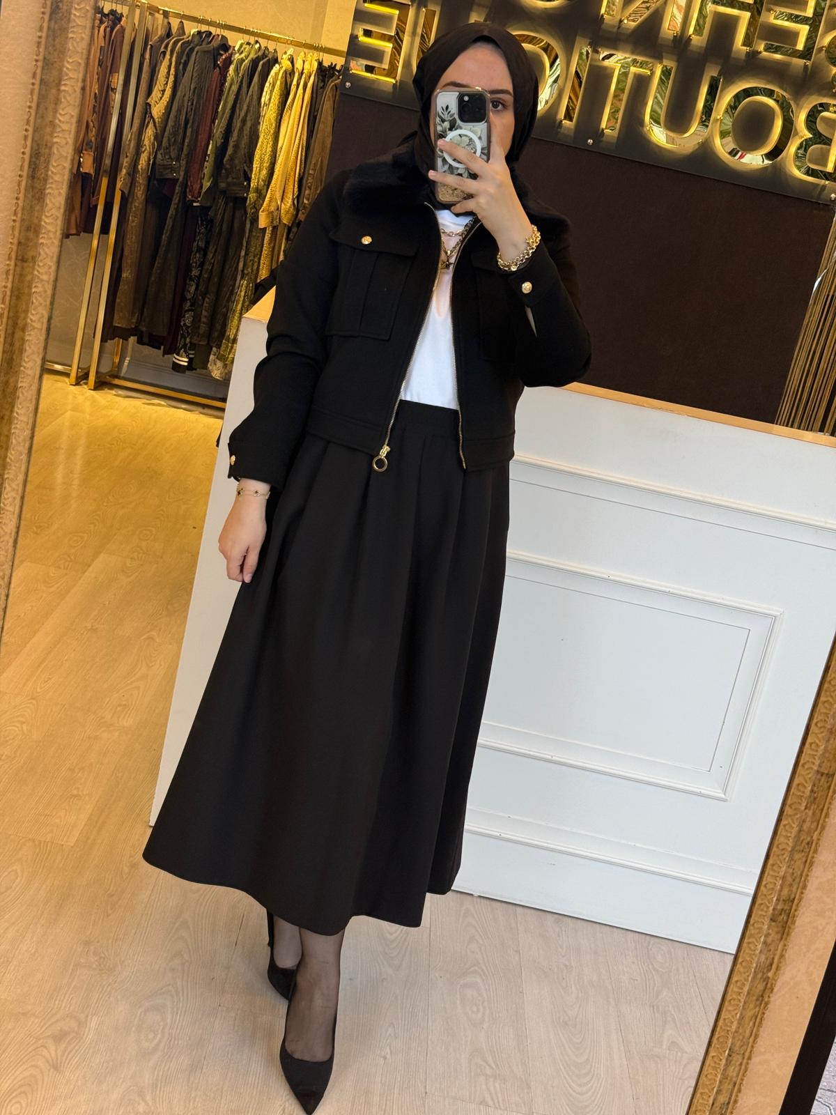 MİSSEMRAMİSS Kürklü Kaşe Kısa Ceket