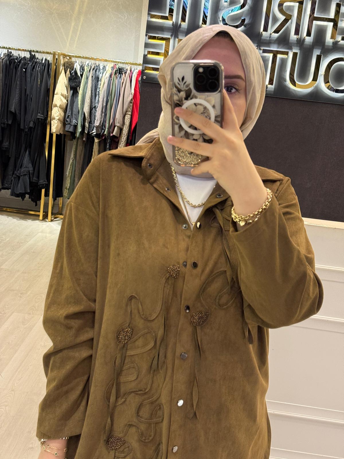 CEREMONY Lase Nakışlı Pantolonlu Süet Takım