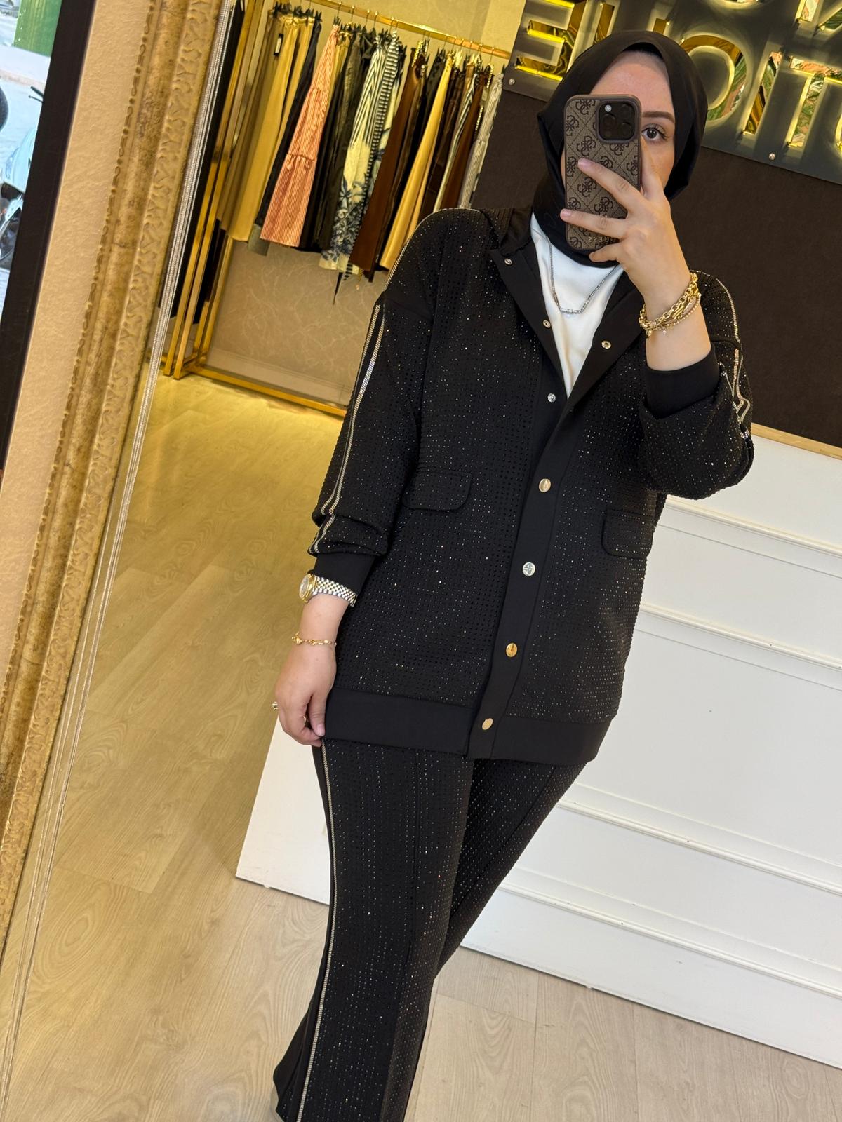 GHİSA Ful Taş İşlemeli Sweat Pantolon Takım