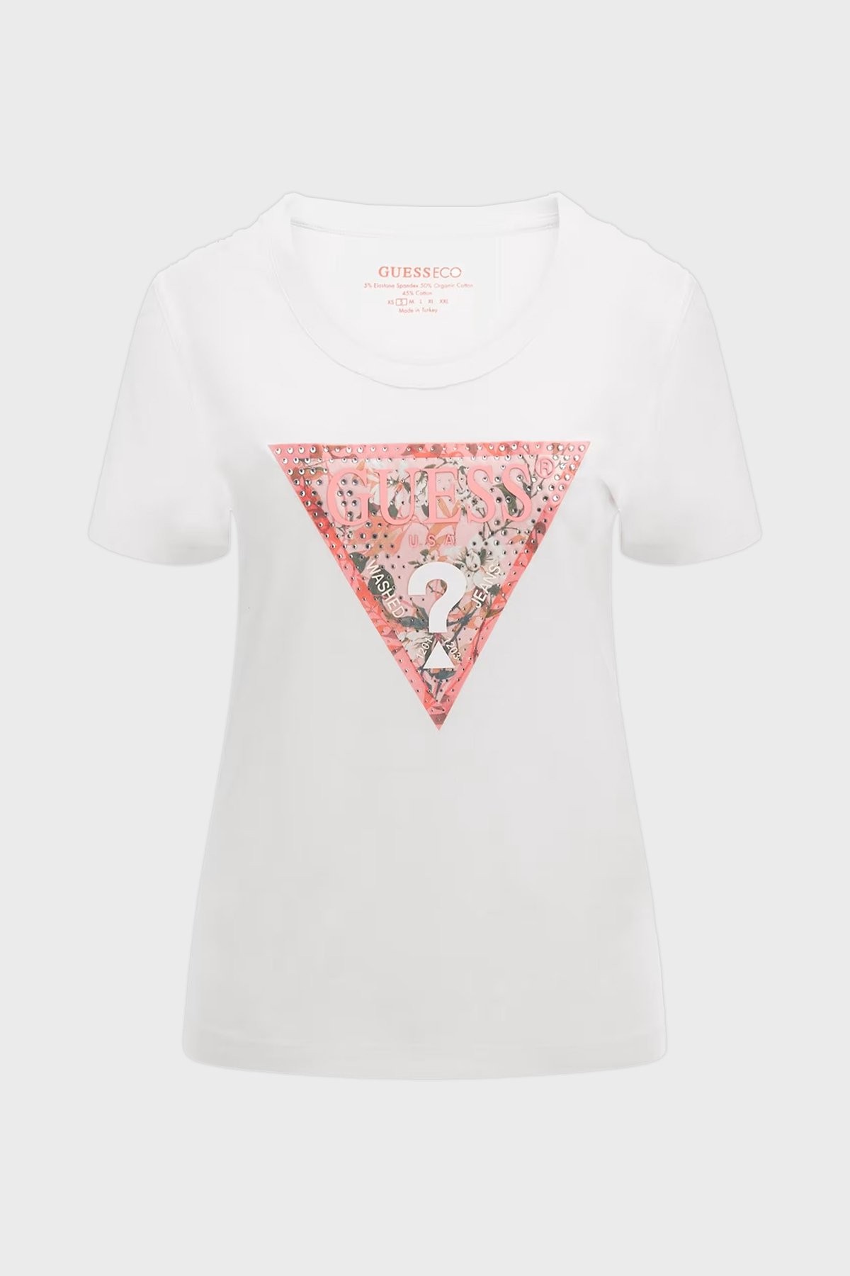 GUESS Satın Pamuklu Slim Fit Tshirt