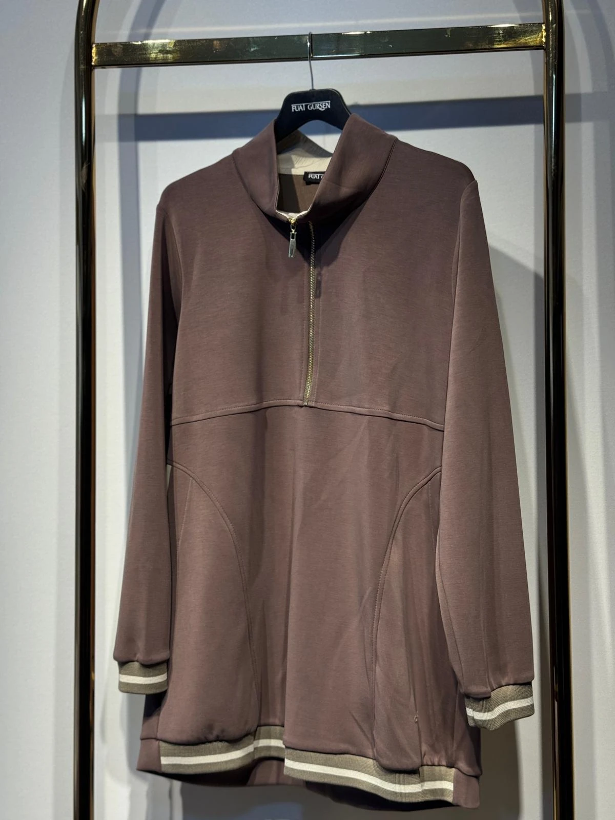 FUAT GÜRSEN Hakim Yaka Detaylı Gold Fermuarlı Ceket