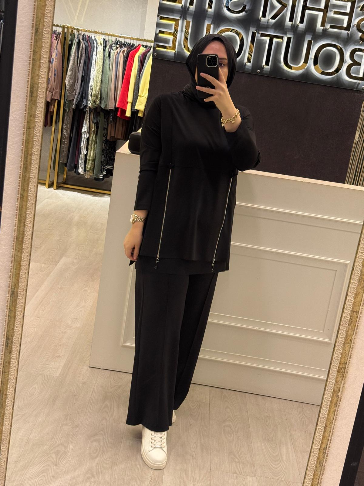 CEREMONY Önden Çift Fermuarlı Kapşonlu Pantolonlu Takım