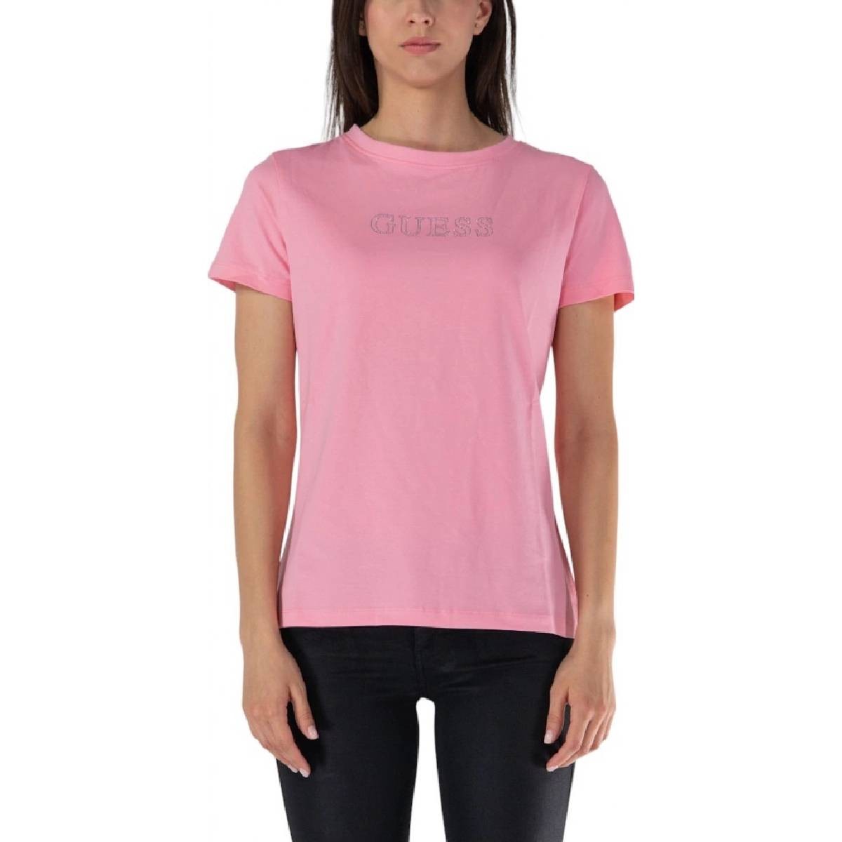 GUESS Önü taşlı logolu tshirt