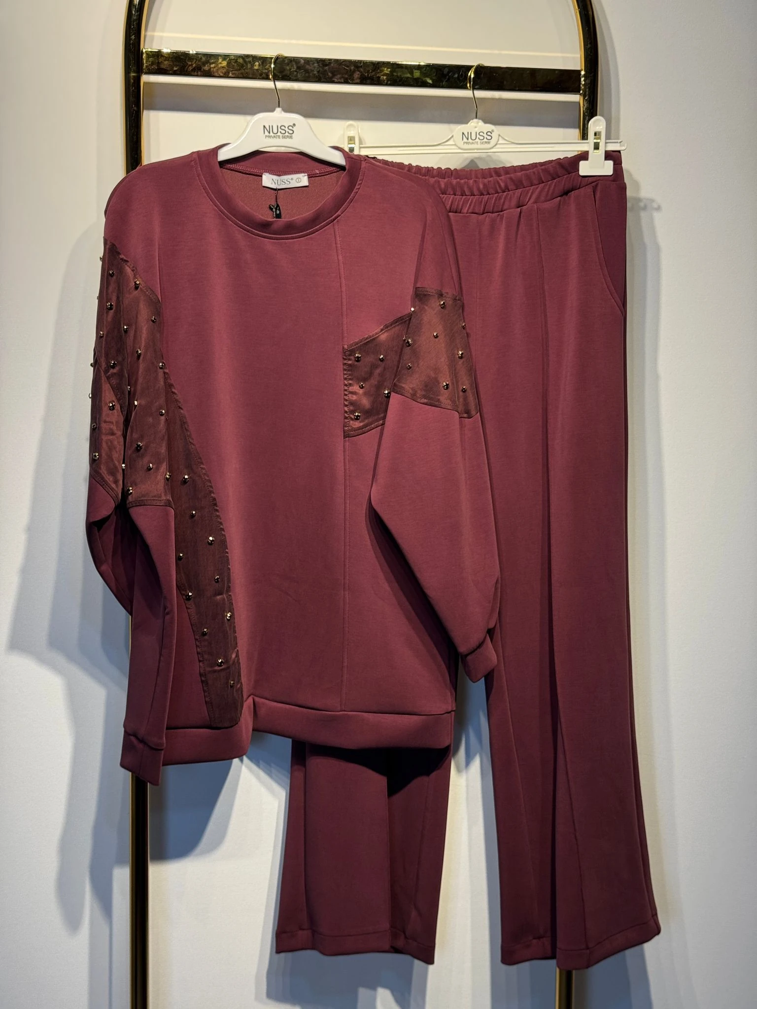 NUSS Taş İşlemeli Oysho Kumaş Tunik Pantolon Takım