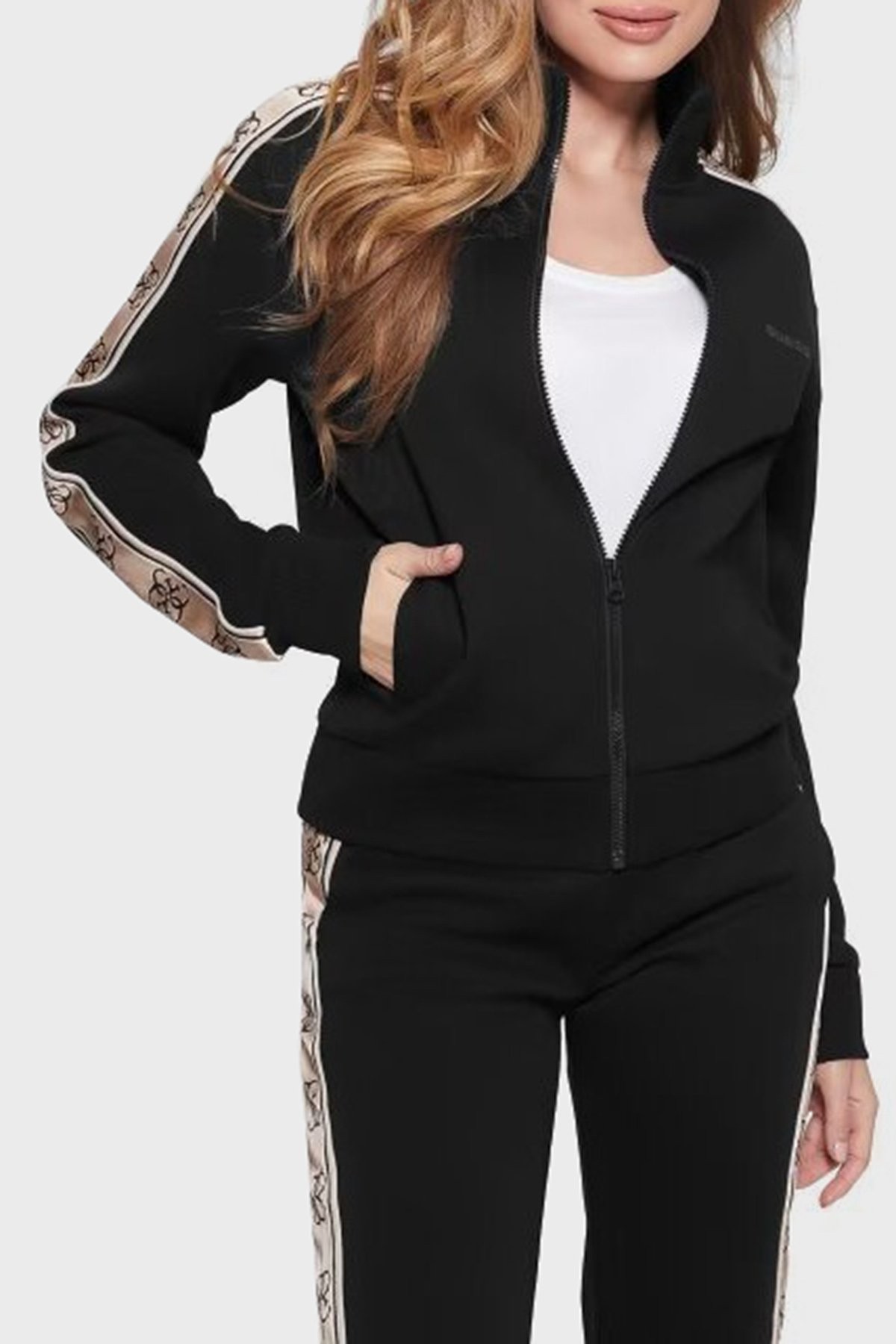 GUESS Yan logo şeritli sweatshirt