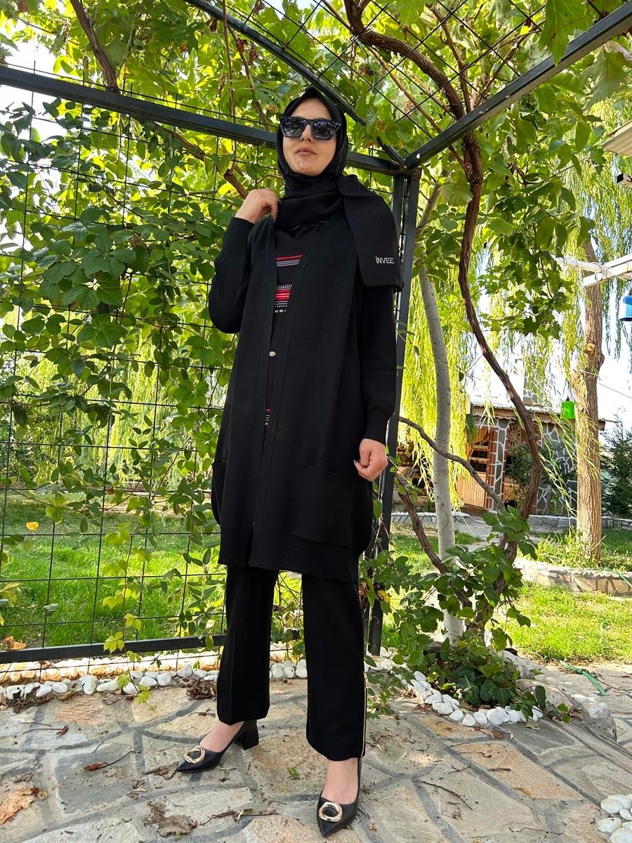 MİSSWHENCE MİSS 220 HIRKA GÖRÜNÜMLÜ ÖNÜ DESENLİ  TUNİK