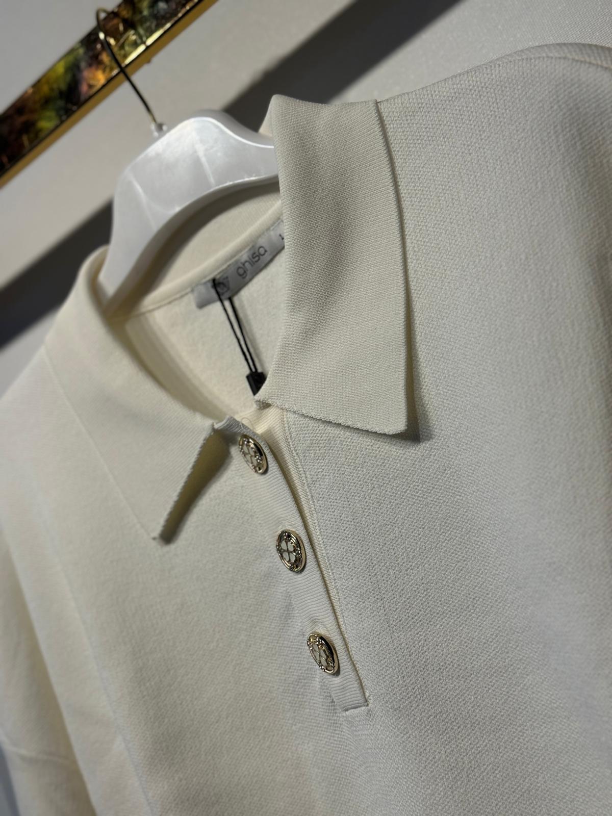 GHİSA Merserize Gold Yonca Düğmeli Yakalı Rahat Bluz