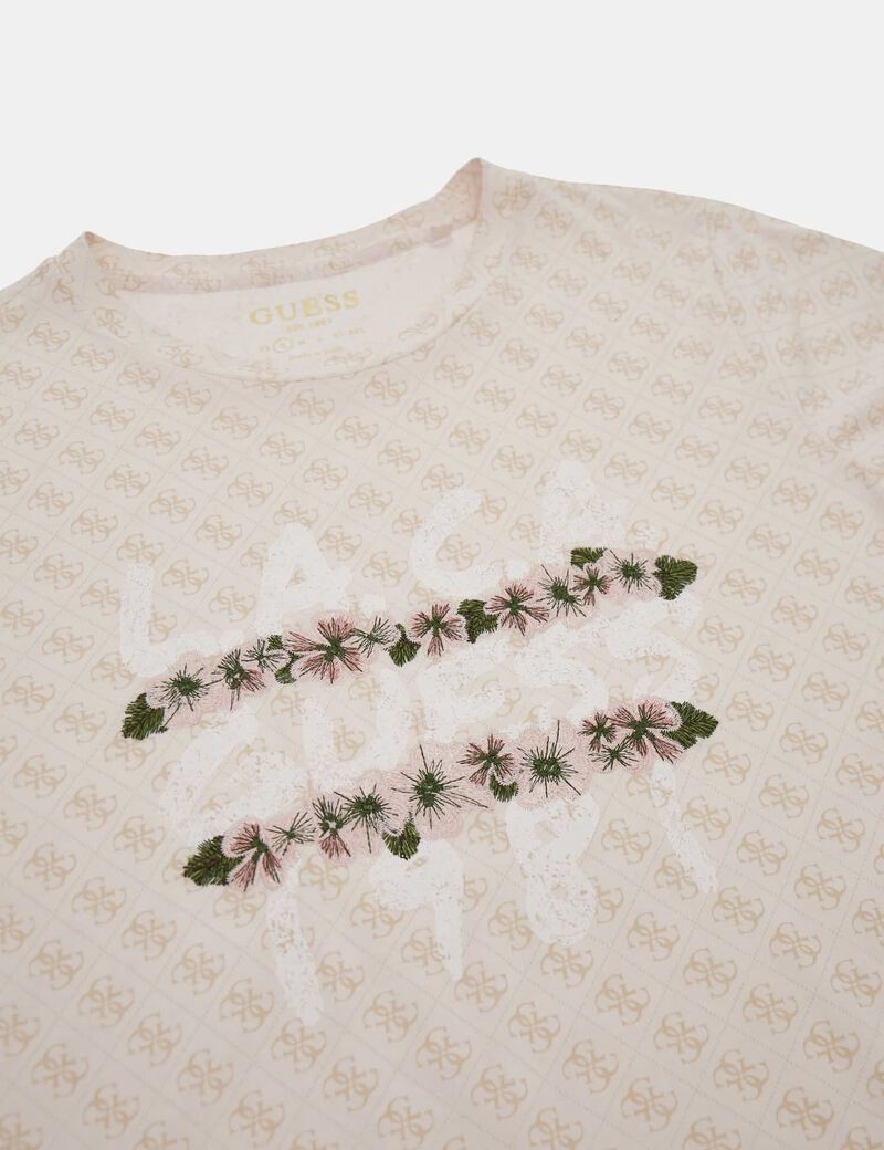 GUESS  Bisiklet Yaka MONOGRAM Baskı Tshirt