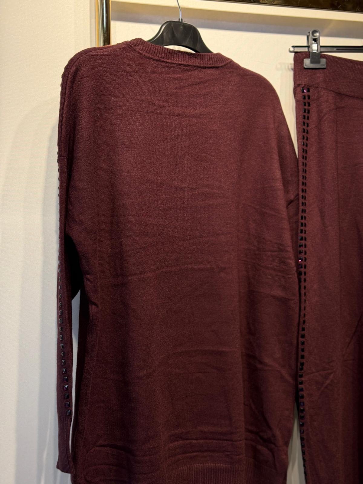 FUAT GÜRSEN Yanları Taş İşlemeli Merserize Rahat Tunik Pantolon Takım