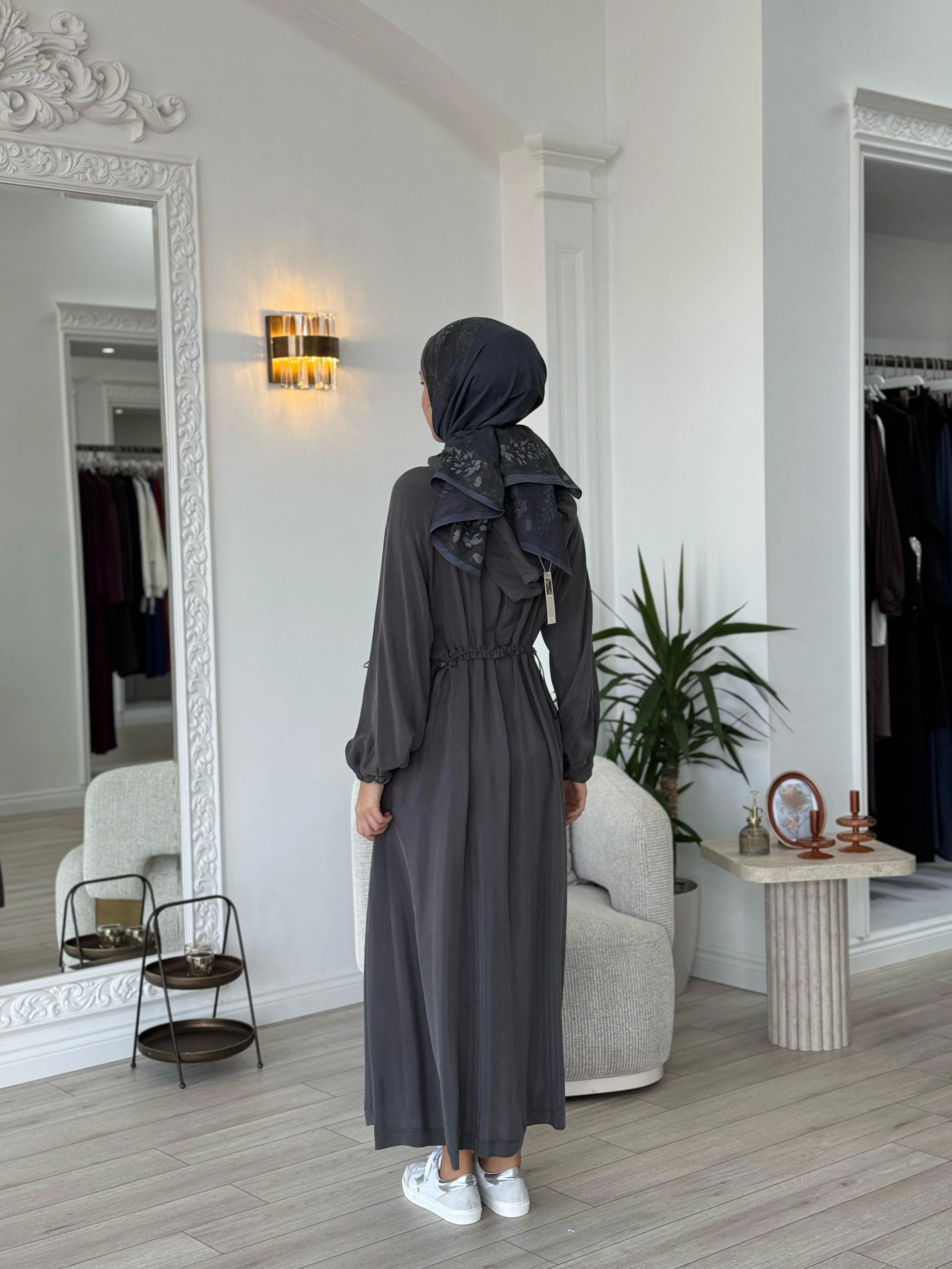 MİSSWHENCE 37504 Kapşonlu Fermuar Detaylı İpek Pardesü