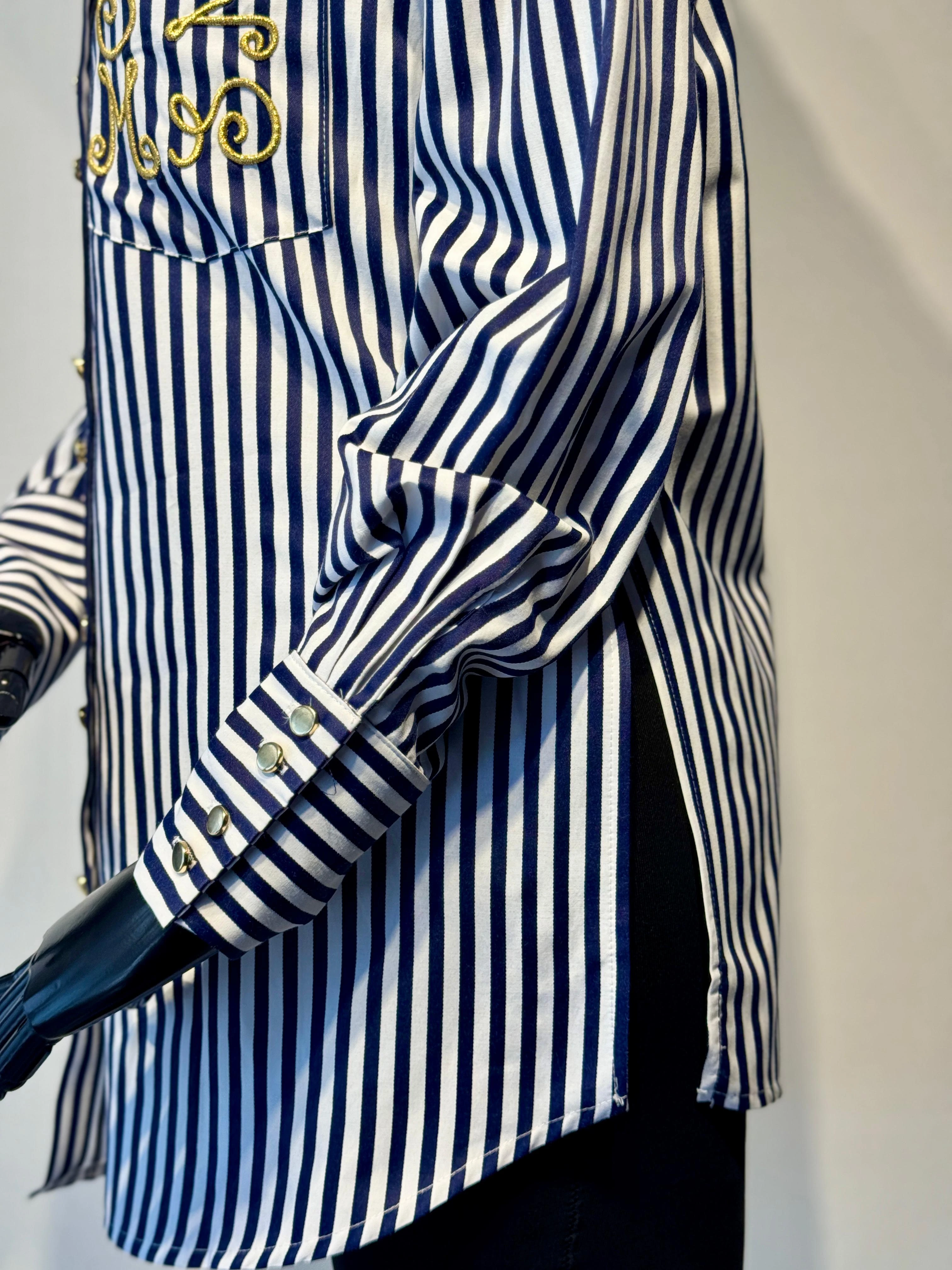 MİSSEMRAMİSS Gold Nakış İşlemeli Çizgili Gömlek