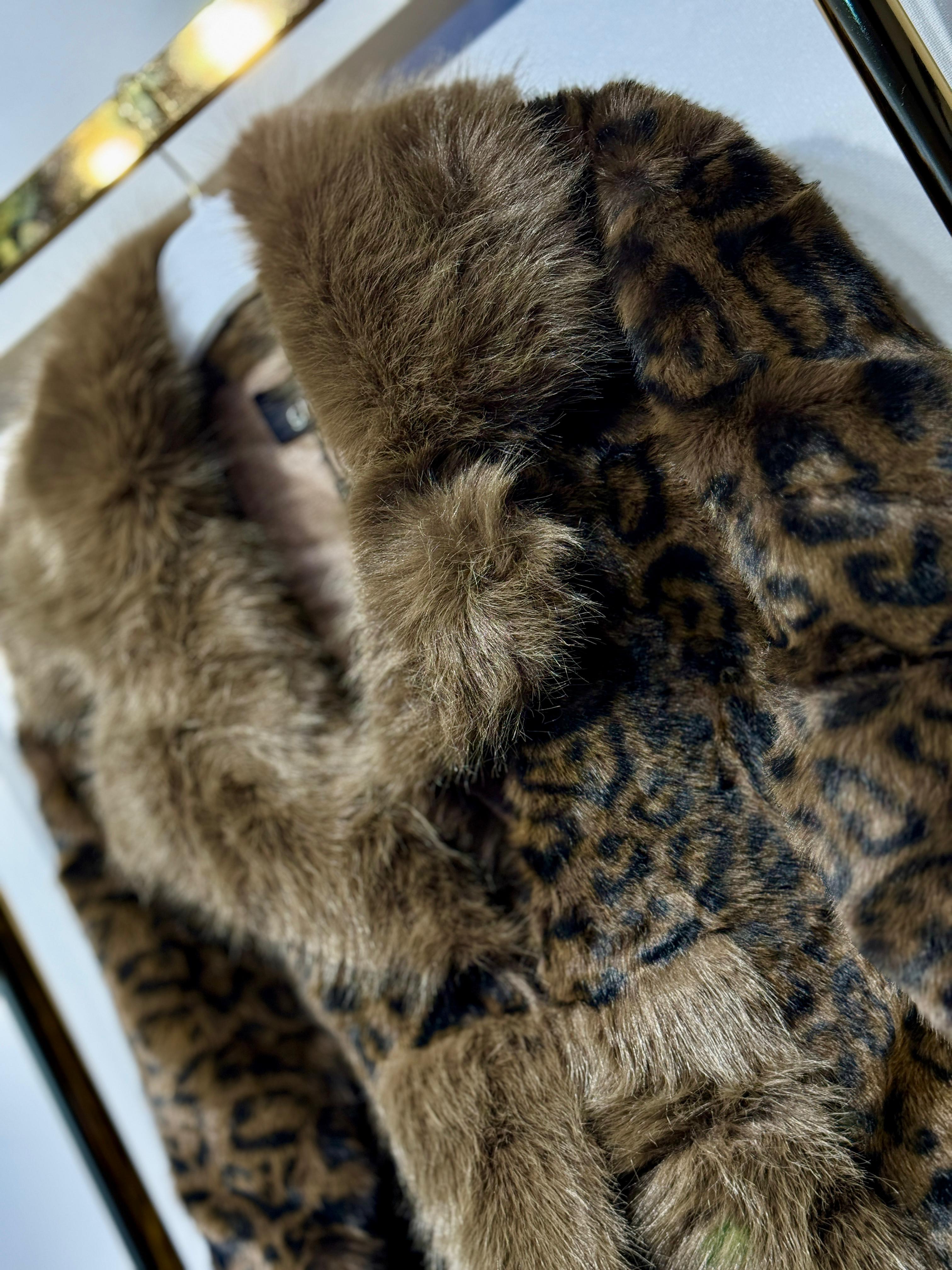 GHİSA Leopar Desenli Kürk Kaban