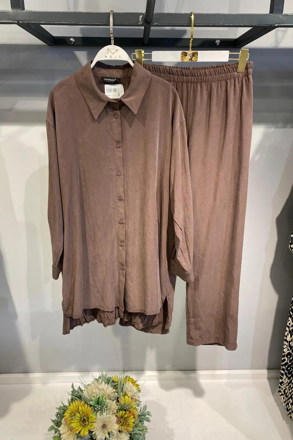 CEREMONY GÖMLEĞİNİN ARKASI KRAŞLI TENCEL PANTOLON TAKIM