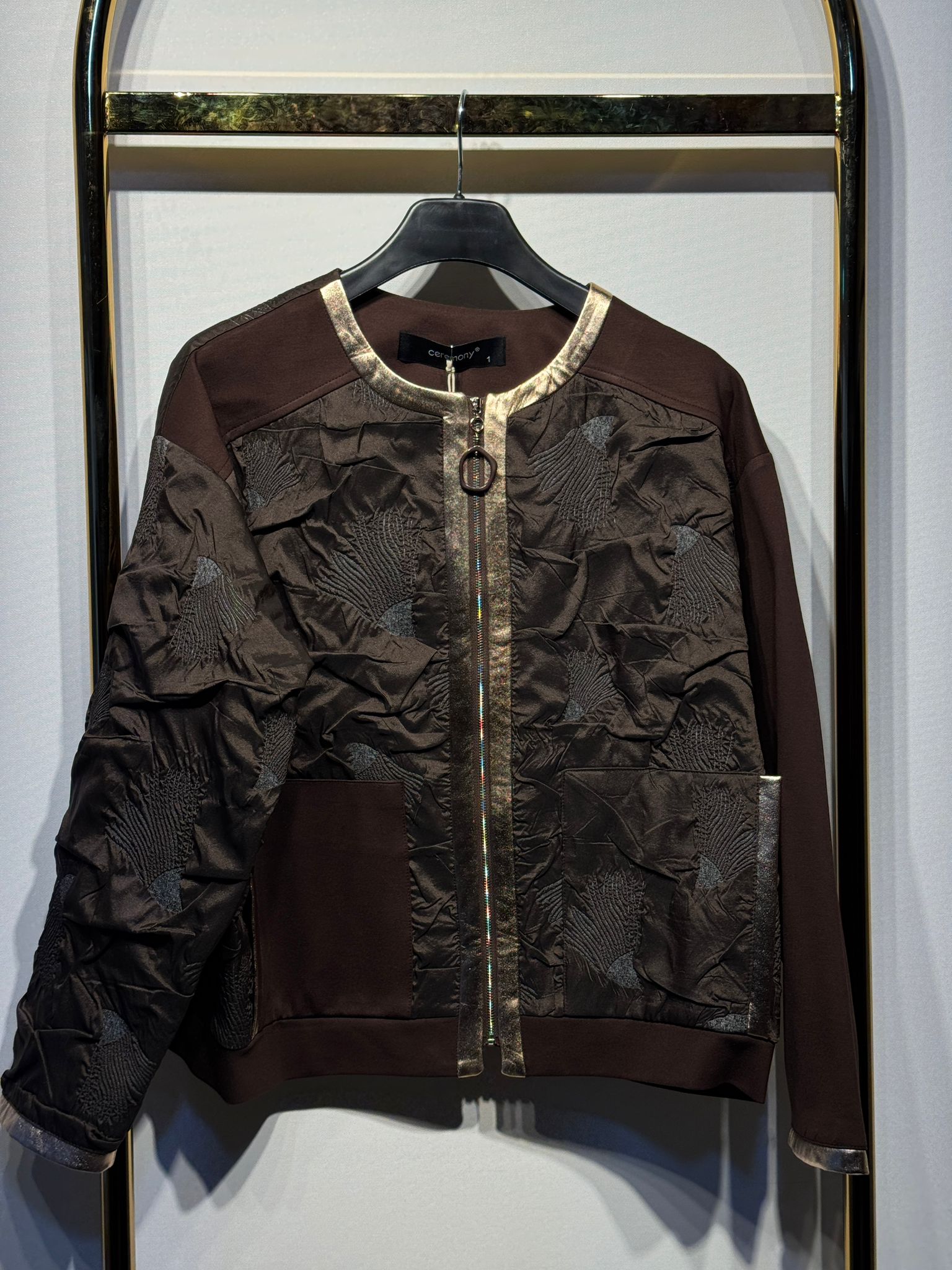 CEREMONY Santana Deri Garnili Kısa Ceket