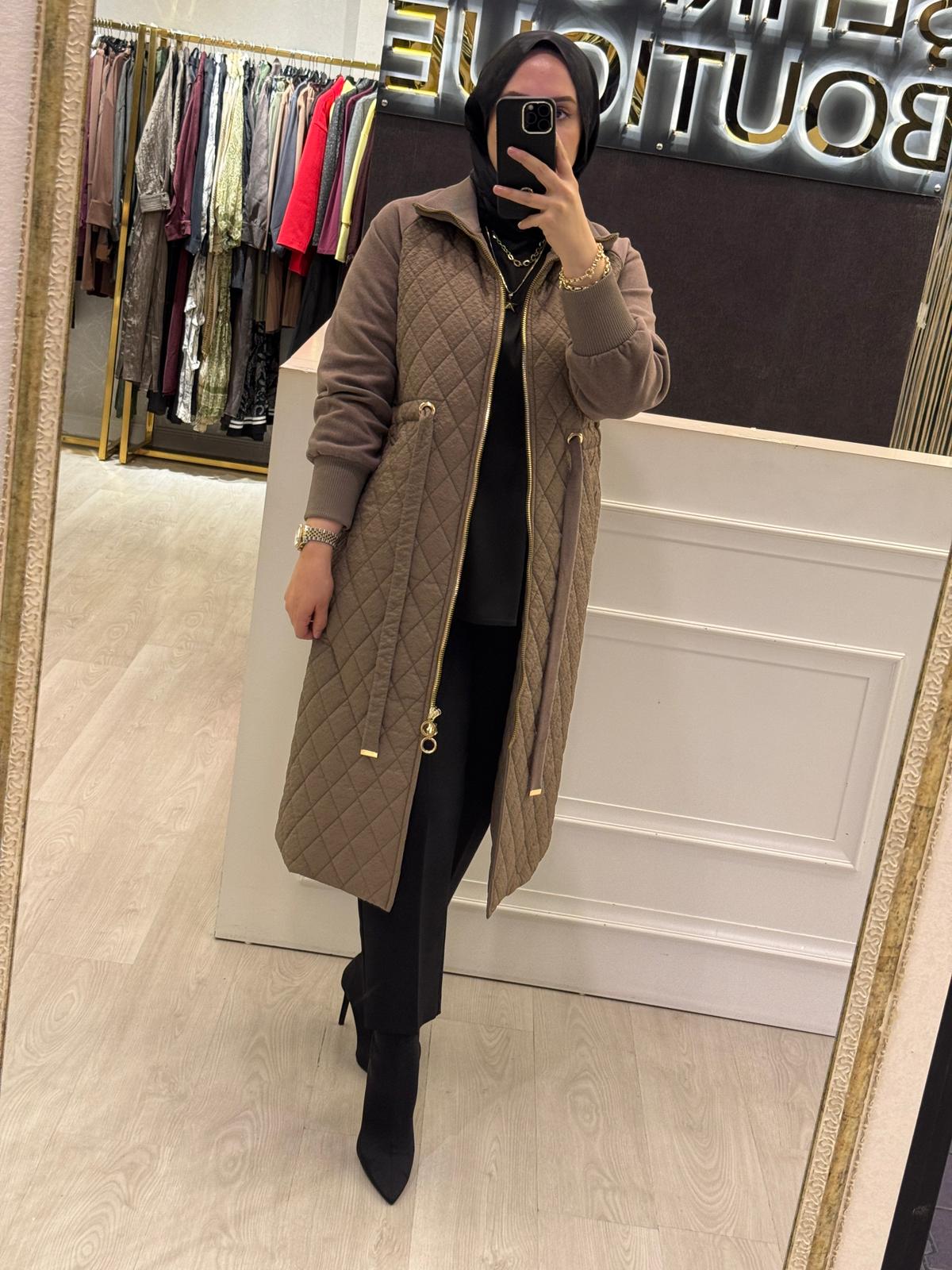 MİSSEMRAMİSS Velure Kapitone Uzun Mont