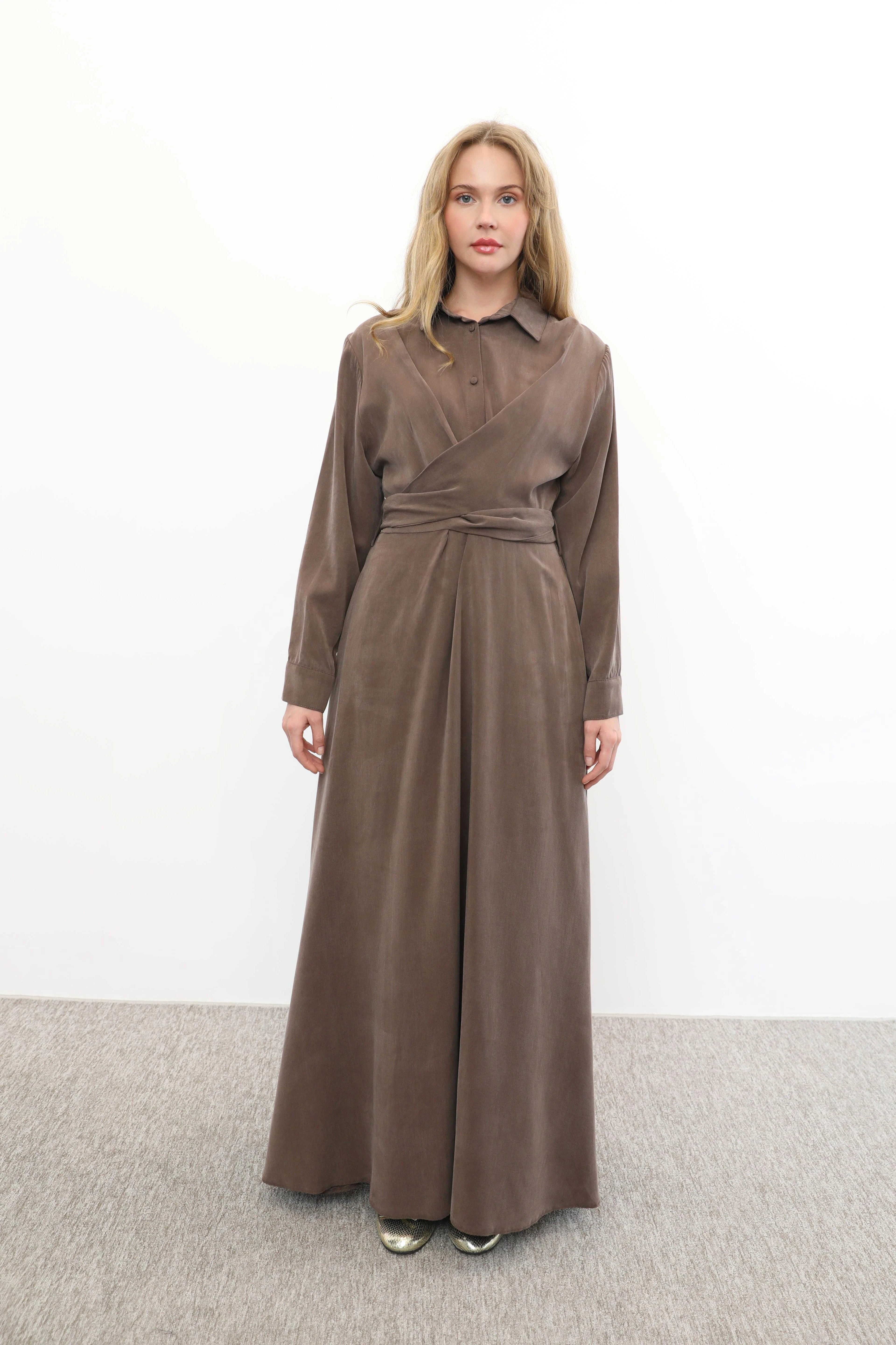 CEREMONY BAĞLAMALI TENCEL ELBİSE