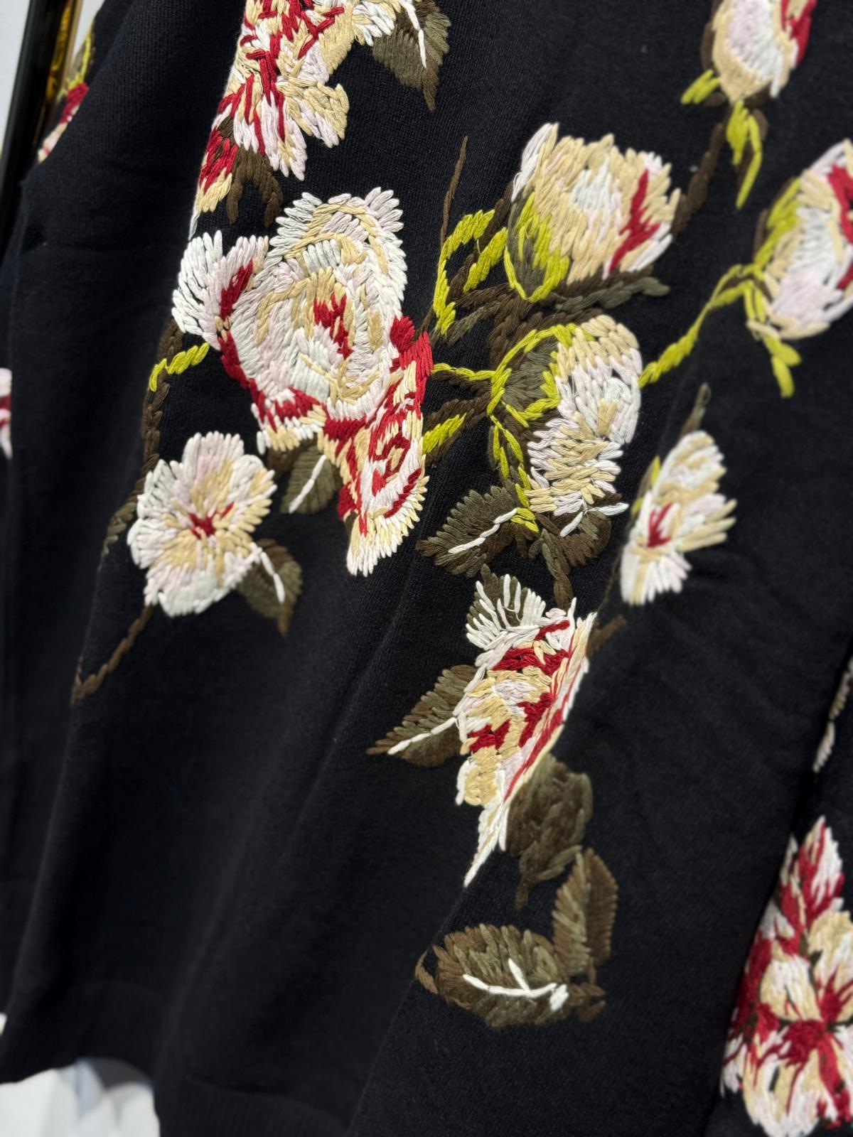 GHİSA Çiçek Nakış İşlemeli Balıkçı Yaka Merserize Tunik