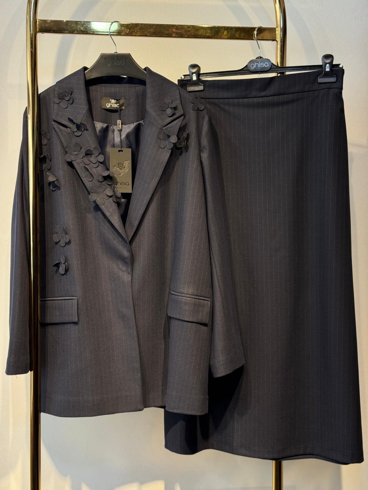 GHİSA Çiçek İşlemeli Blazer Ceket - Etek Takım