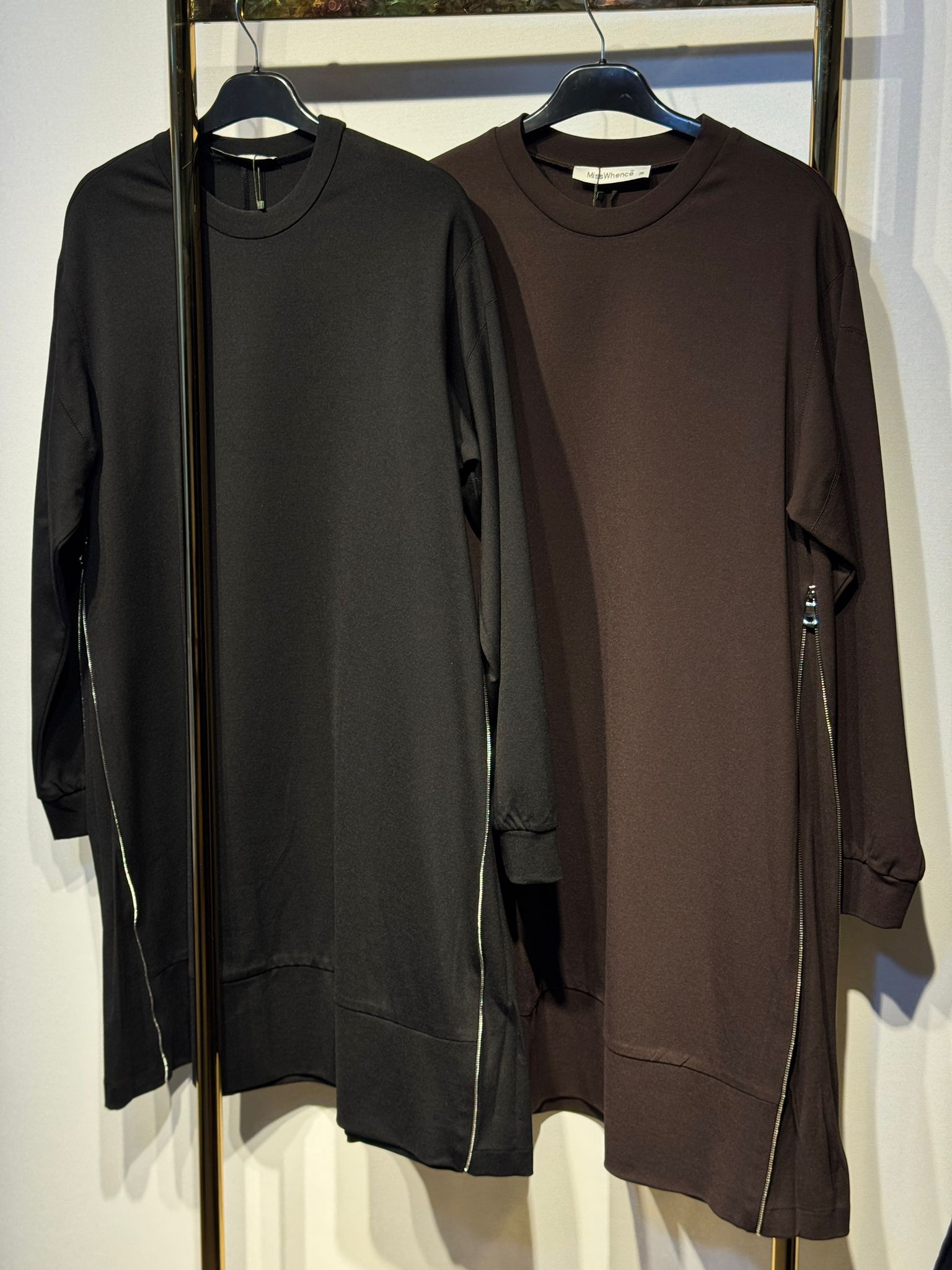 MİSSWHENCE 38020 Fermuar Detaylı Rahat Uzun Tunik