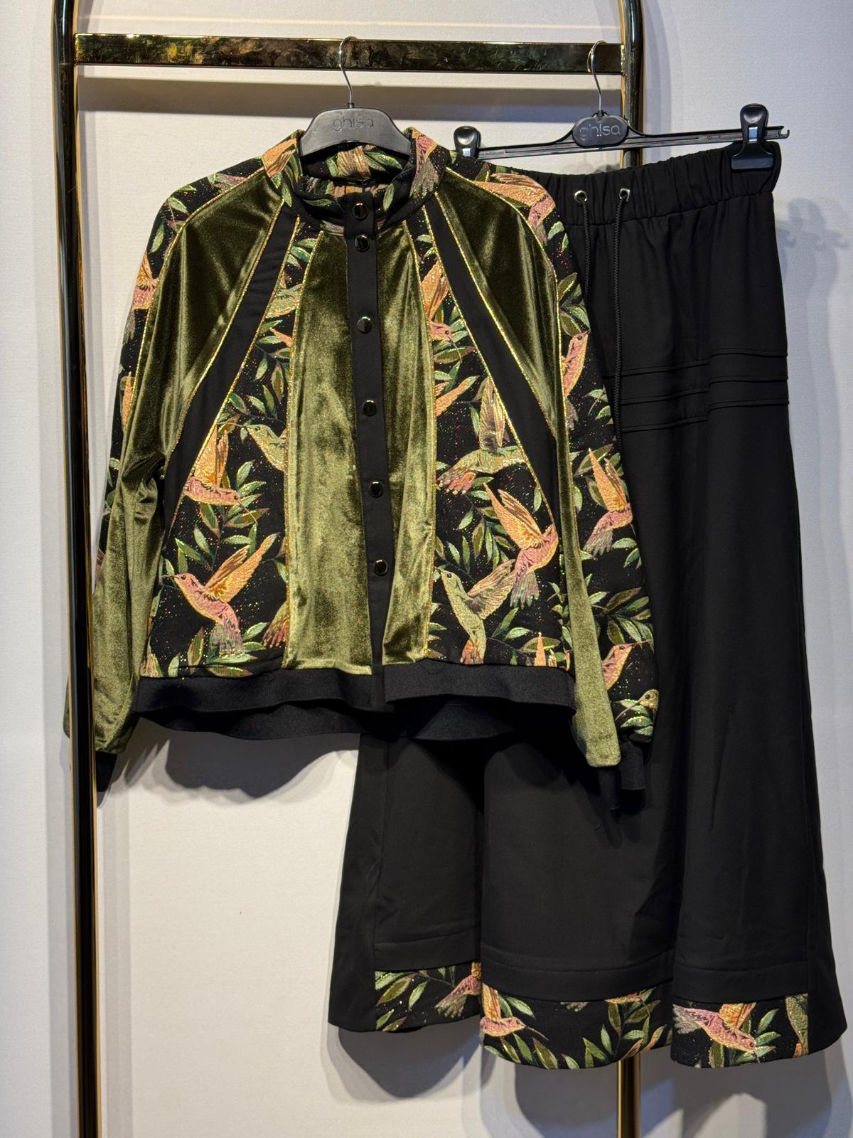 GHİSA Parla İplik Gold Detaylı Nakışlı Bumber - Çan Etek Takım