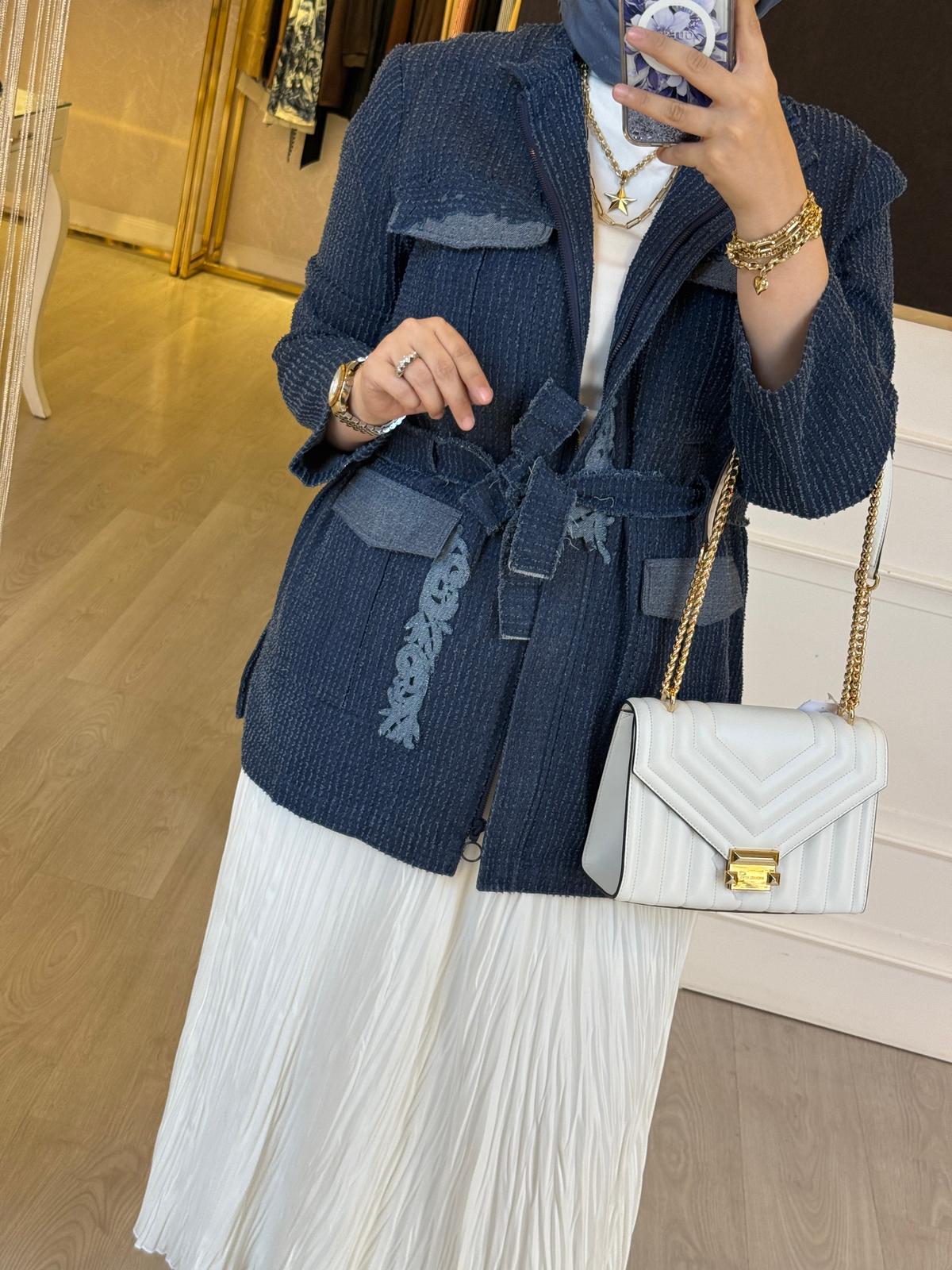 GHİSA Eskitme Desen Hakim Yaka Ceket