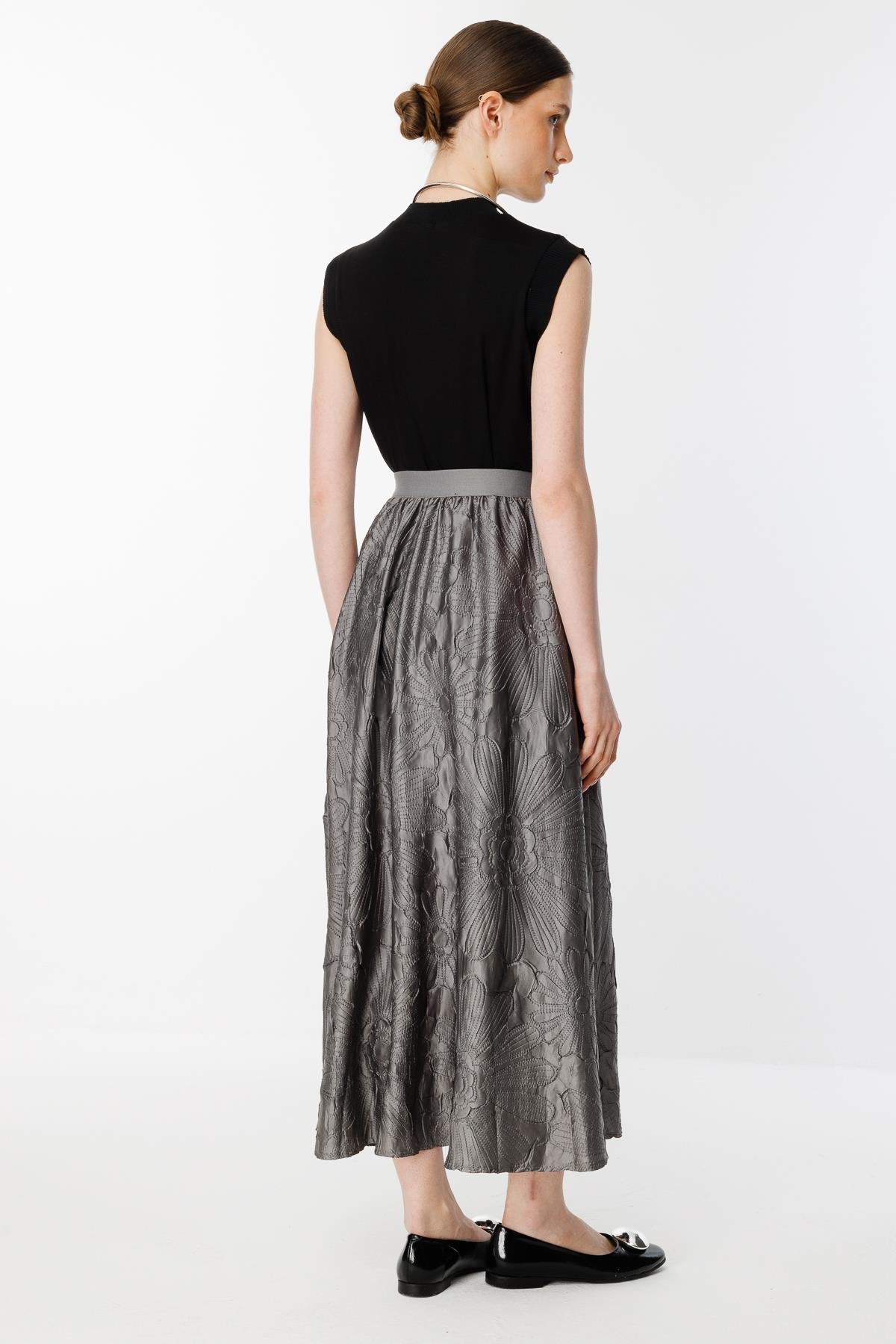 GHİSA Nakış Çiçek İşlemeli Etek