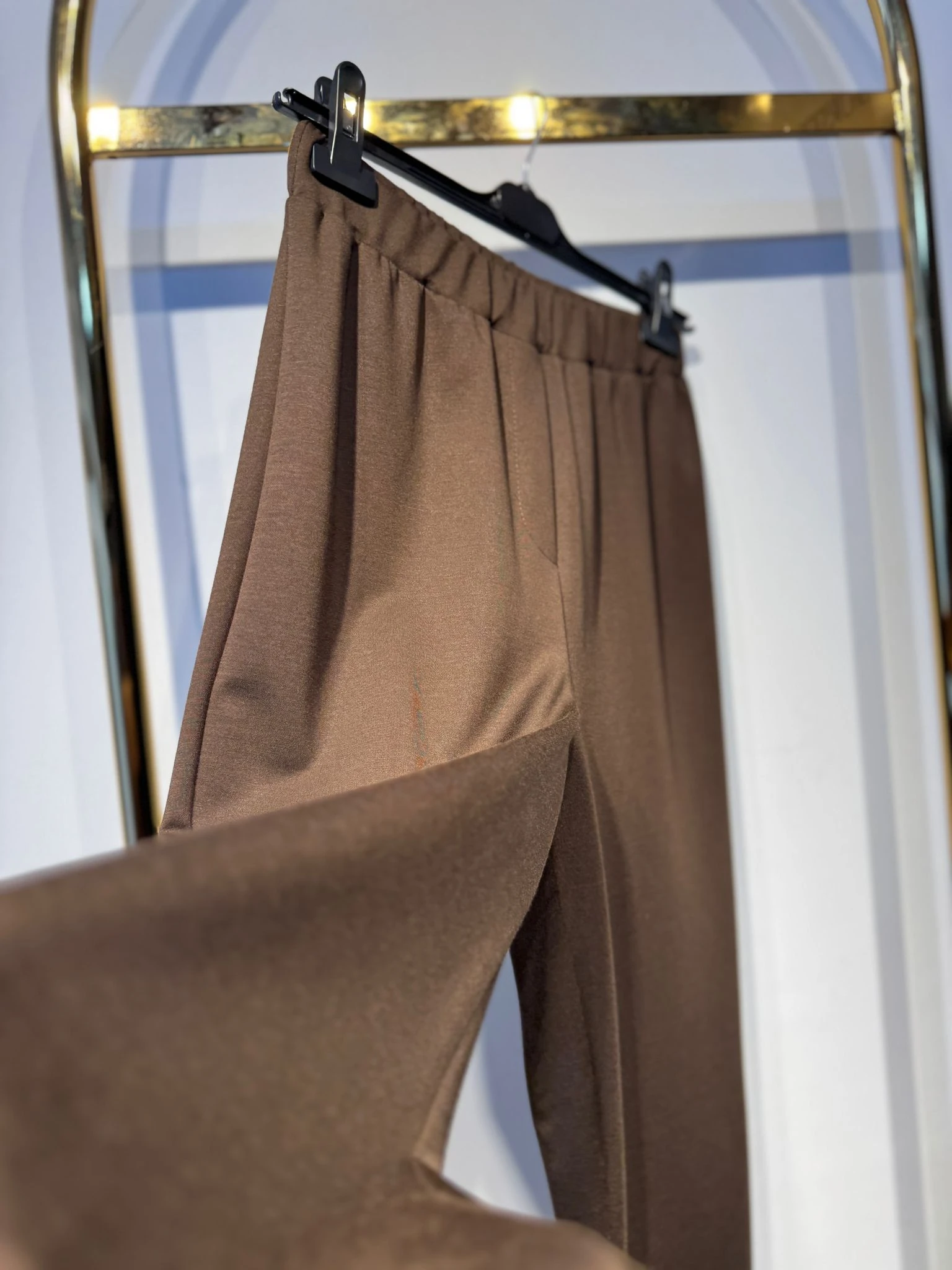 SENTEZ Lodos Lastikli Örme Saten Pantolon