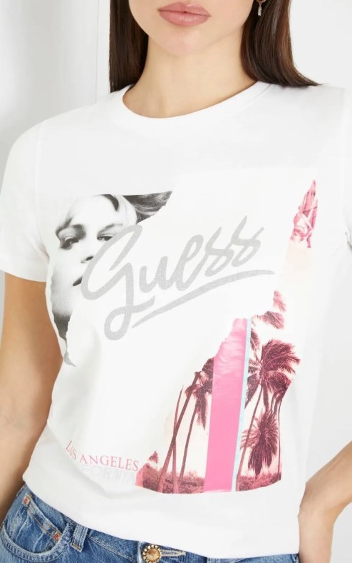 GUESS Bisiklet Yaka Baskı Detaylı Tshirt