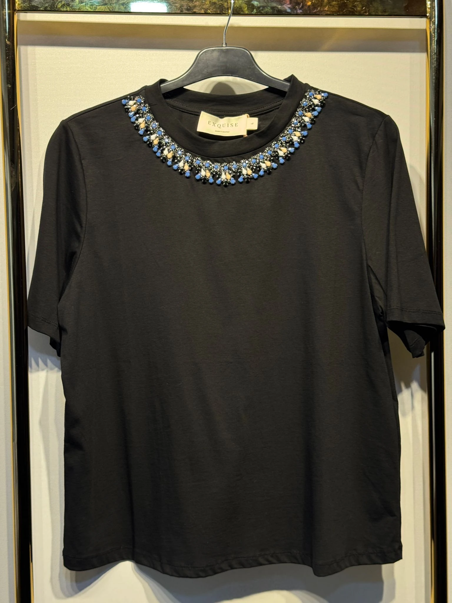 EXQUİSE Boyun Boncuk İşlemeli Madisen Ö. Tshirt