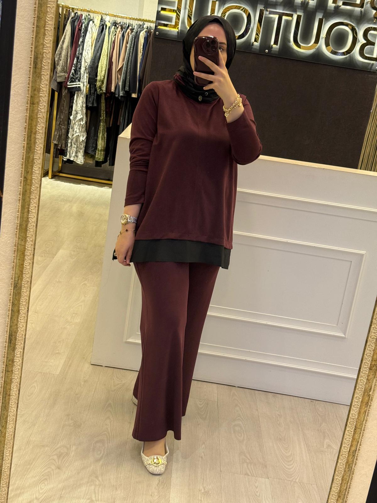 NUSS Özel Kumaş Tasarım Tunik Pantolon Takım