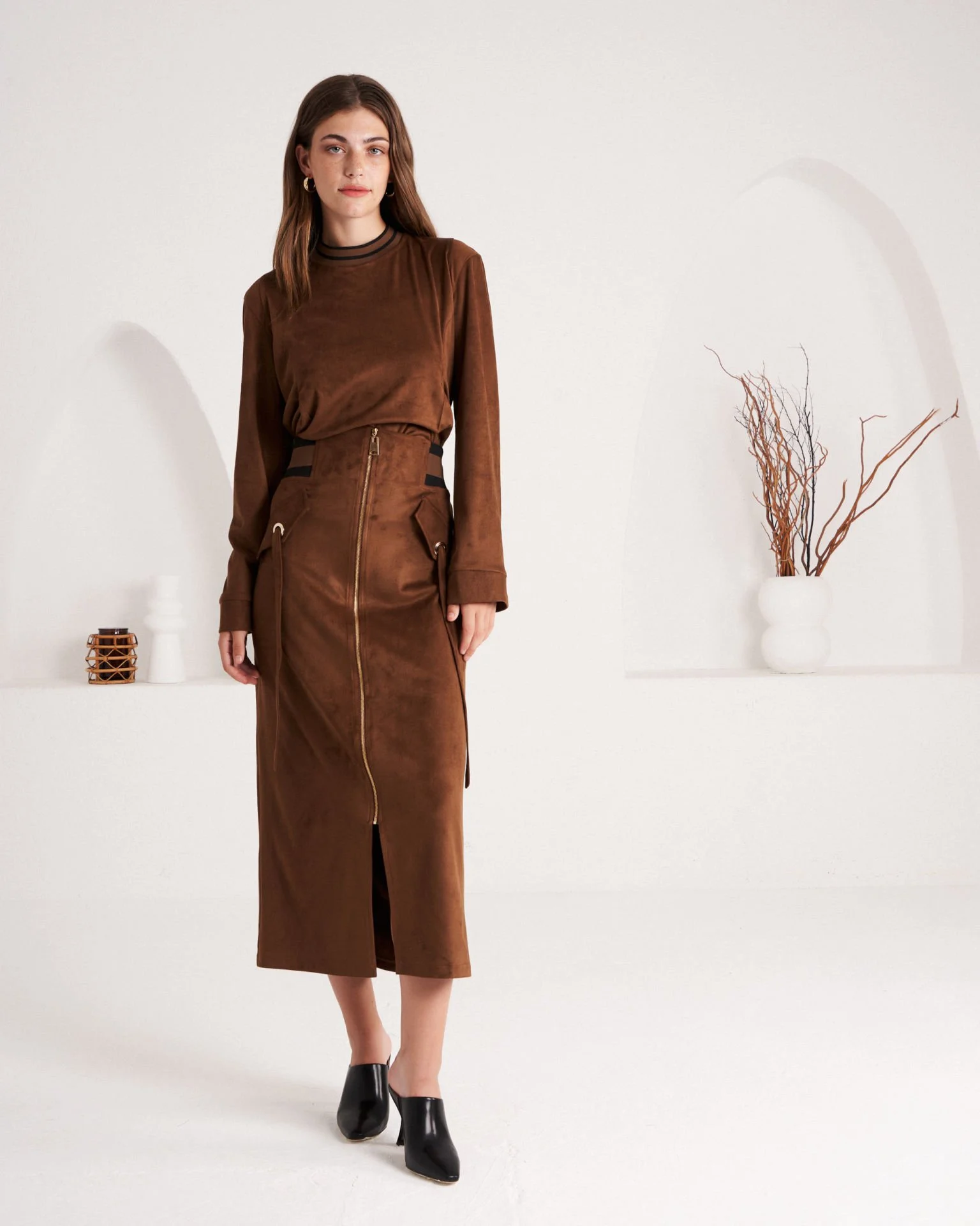 LİSA EXCLUSİVE Tunik - Etek Fermuar Detaylı Takım