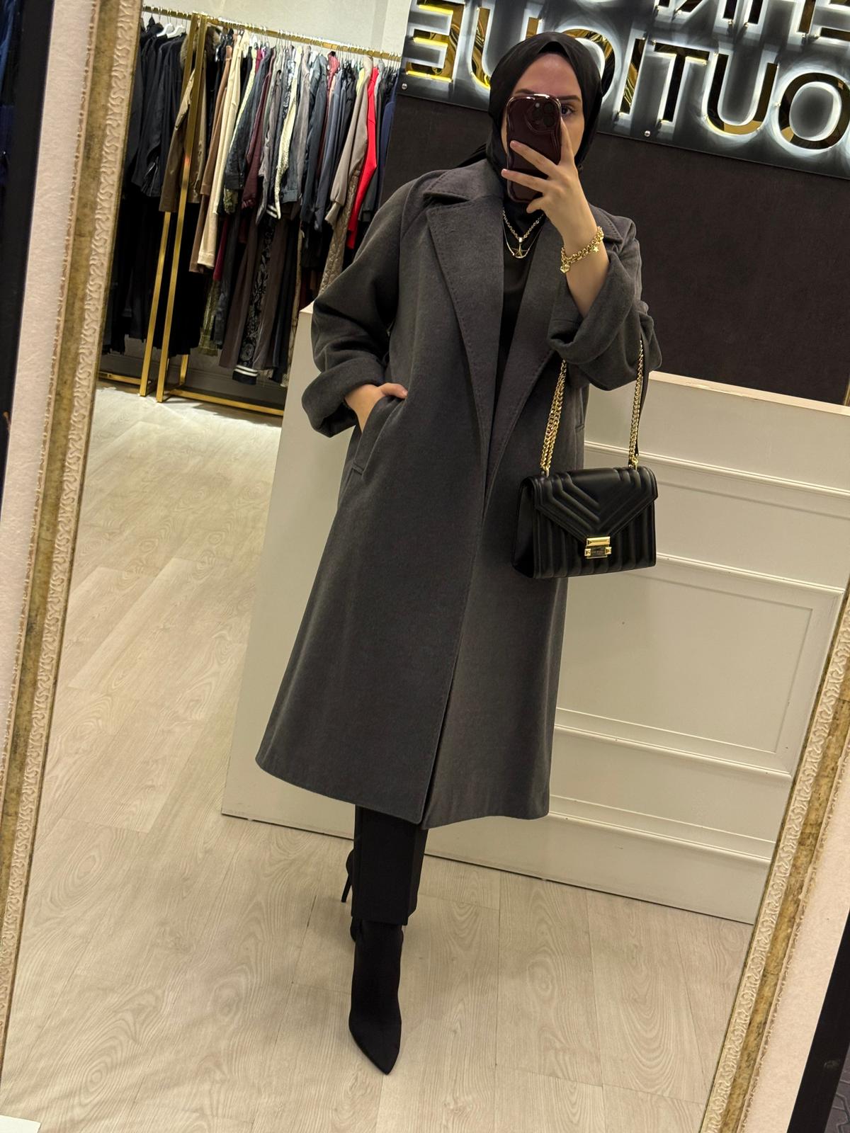 CEREMONY Arkası Fermuar Detaylı Kaşe Kaban