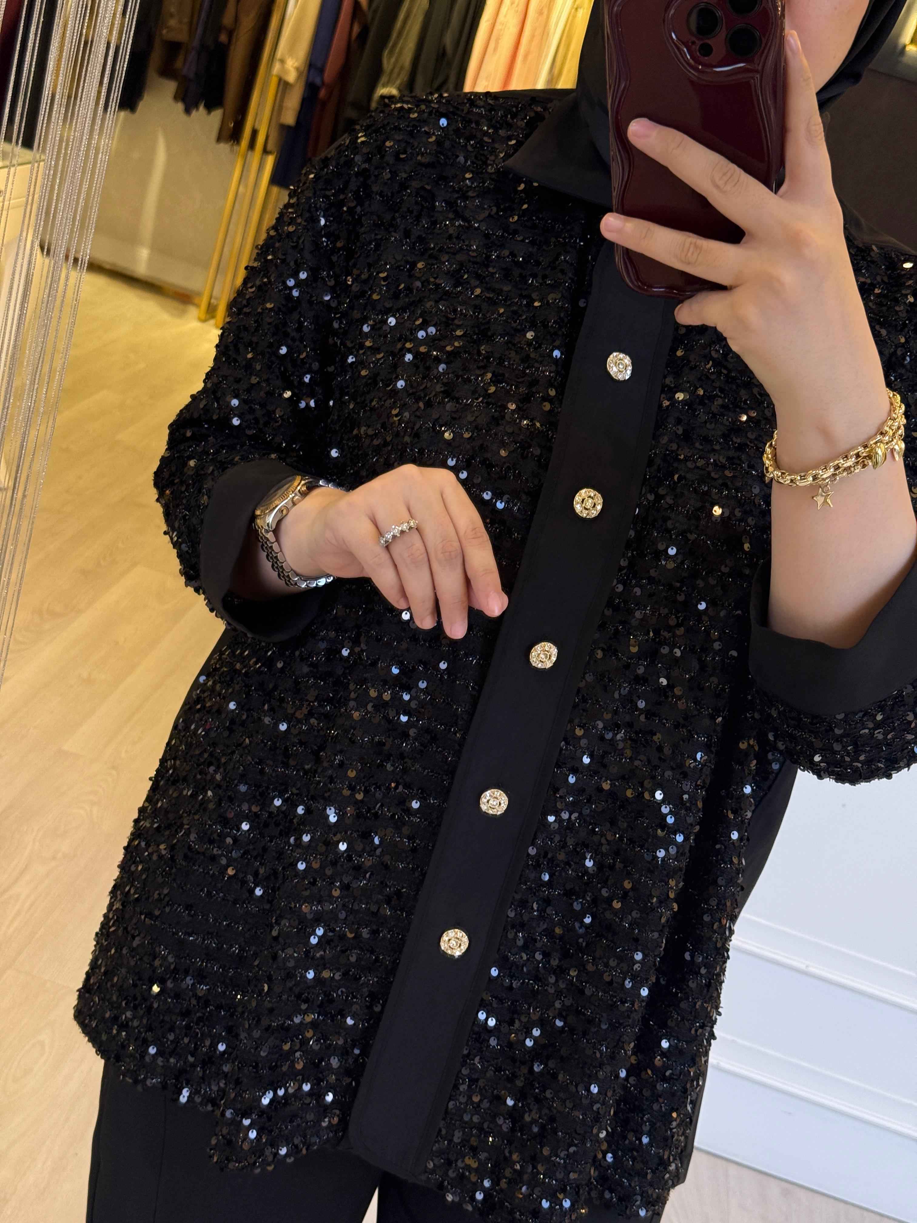 GHİSA Payet İşlemeli Gömlek Tip Ceket Pantolon Takım