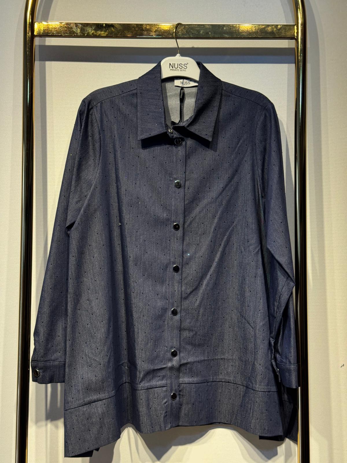NUSS Pırlanta İşlemeli Denim Kot Gömlek